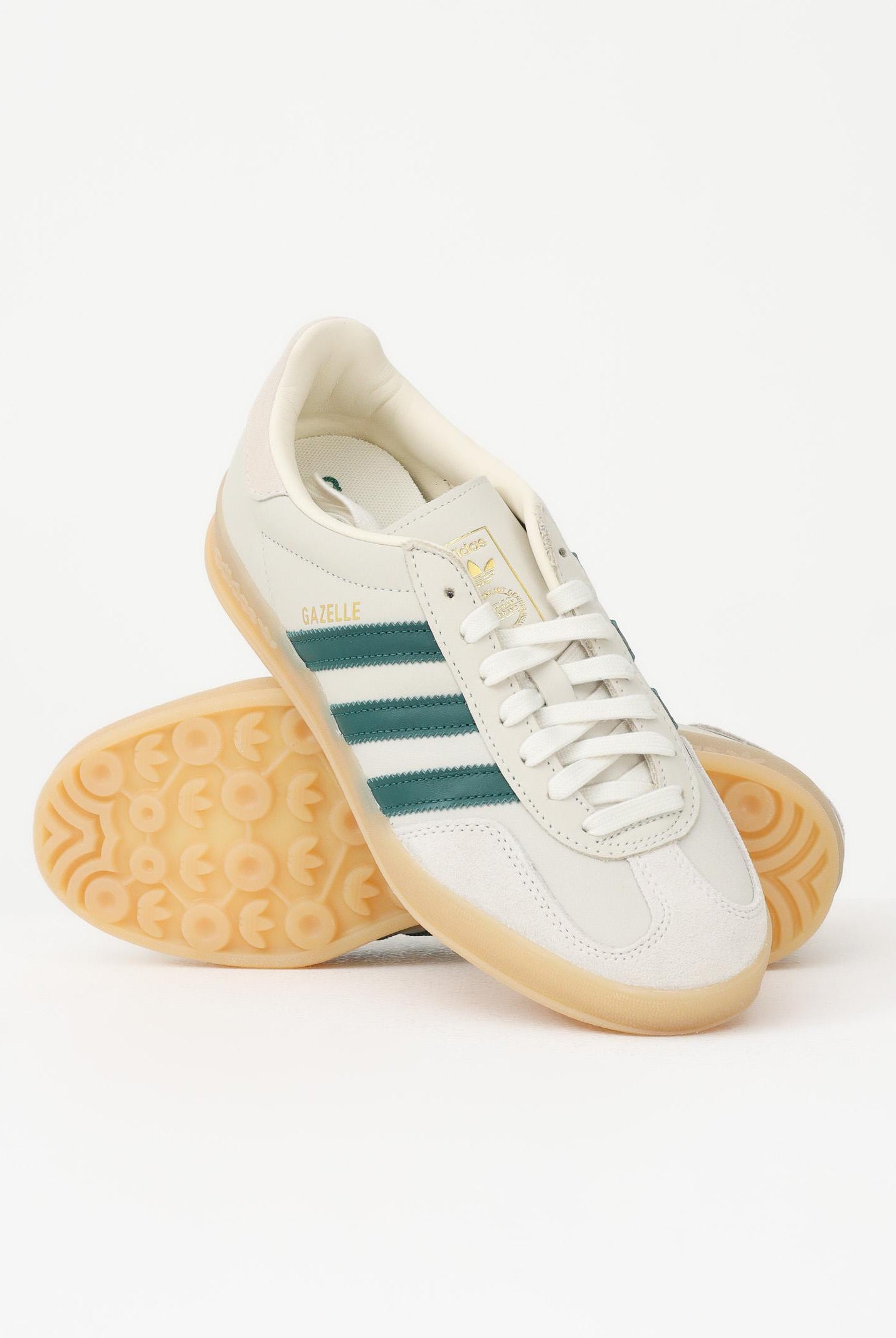 ADIDAS ORIGINALS Sneakers GAZELLE INDOOR AYAKKABI beige e verdi per uomo e donna IH9675 . ADIDAS ORIGINALS