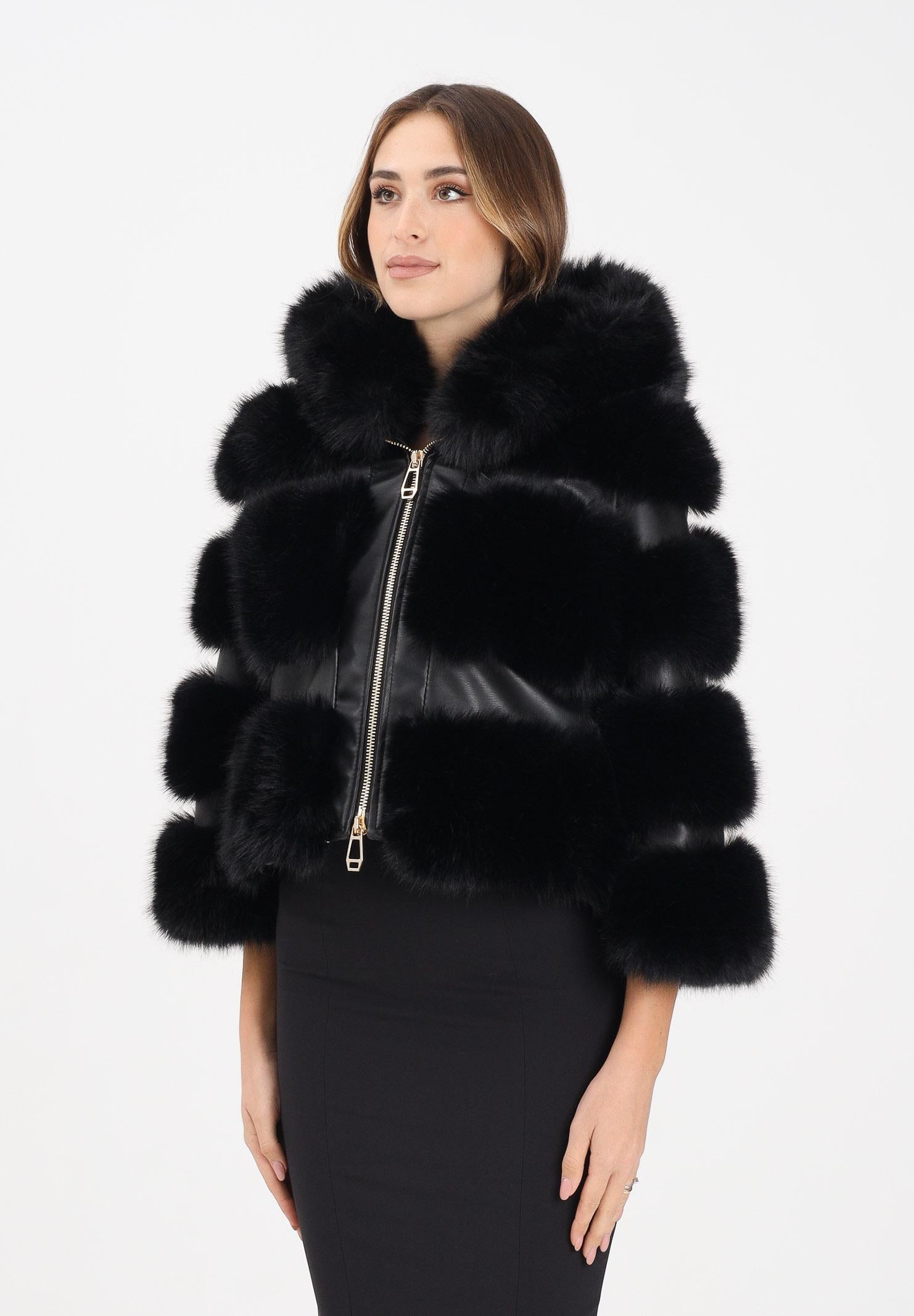 YES LONDON Pelliccia nera da donna ECO031 NE YES LONDON