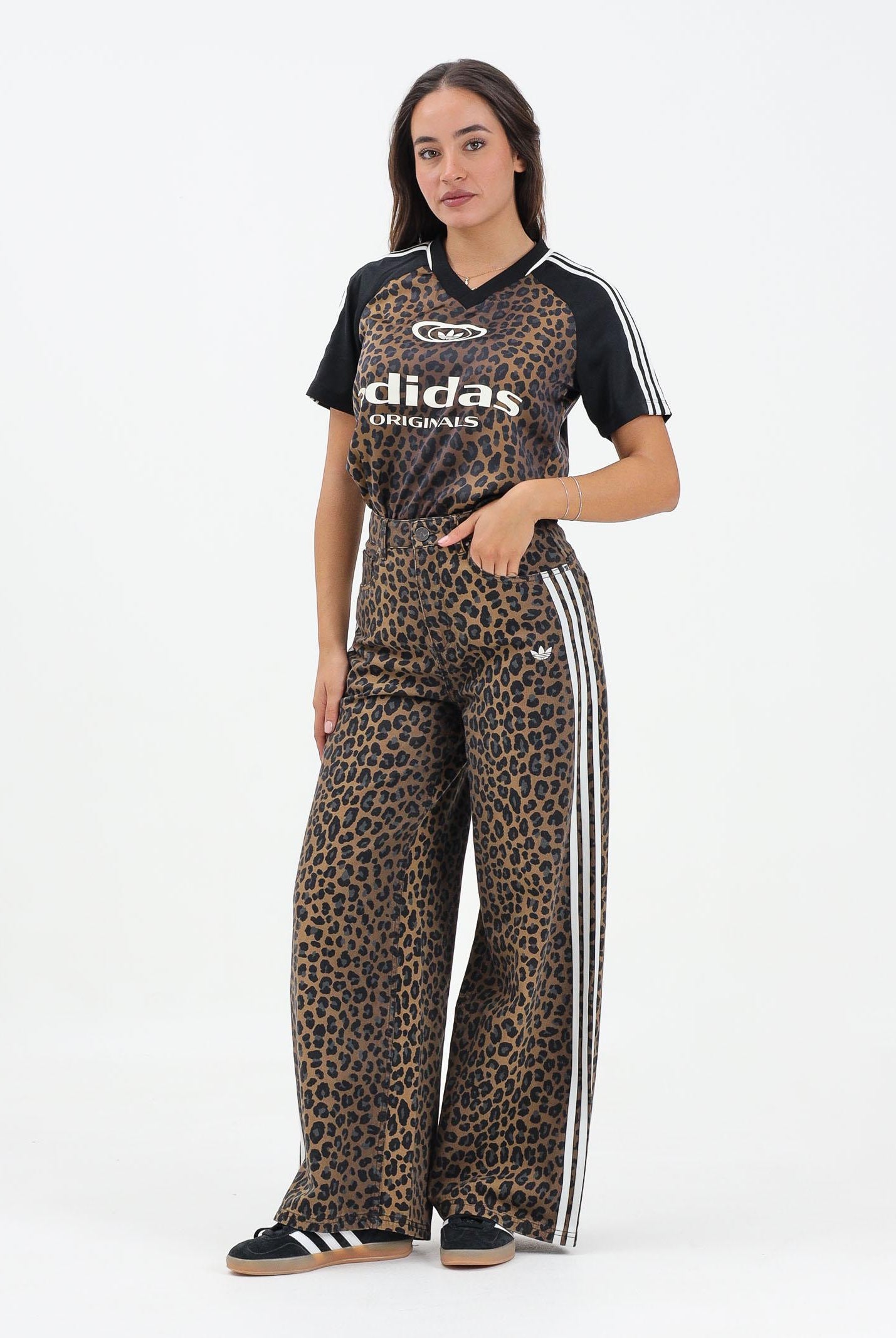 ADIDAS ORIGINALS Jeans Loose Leopard in denim beige da donna KA2680 . ADIDAS ORIGINALS