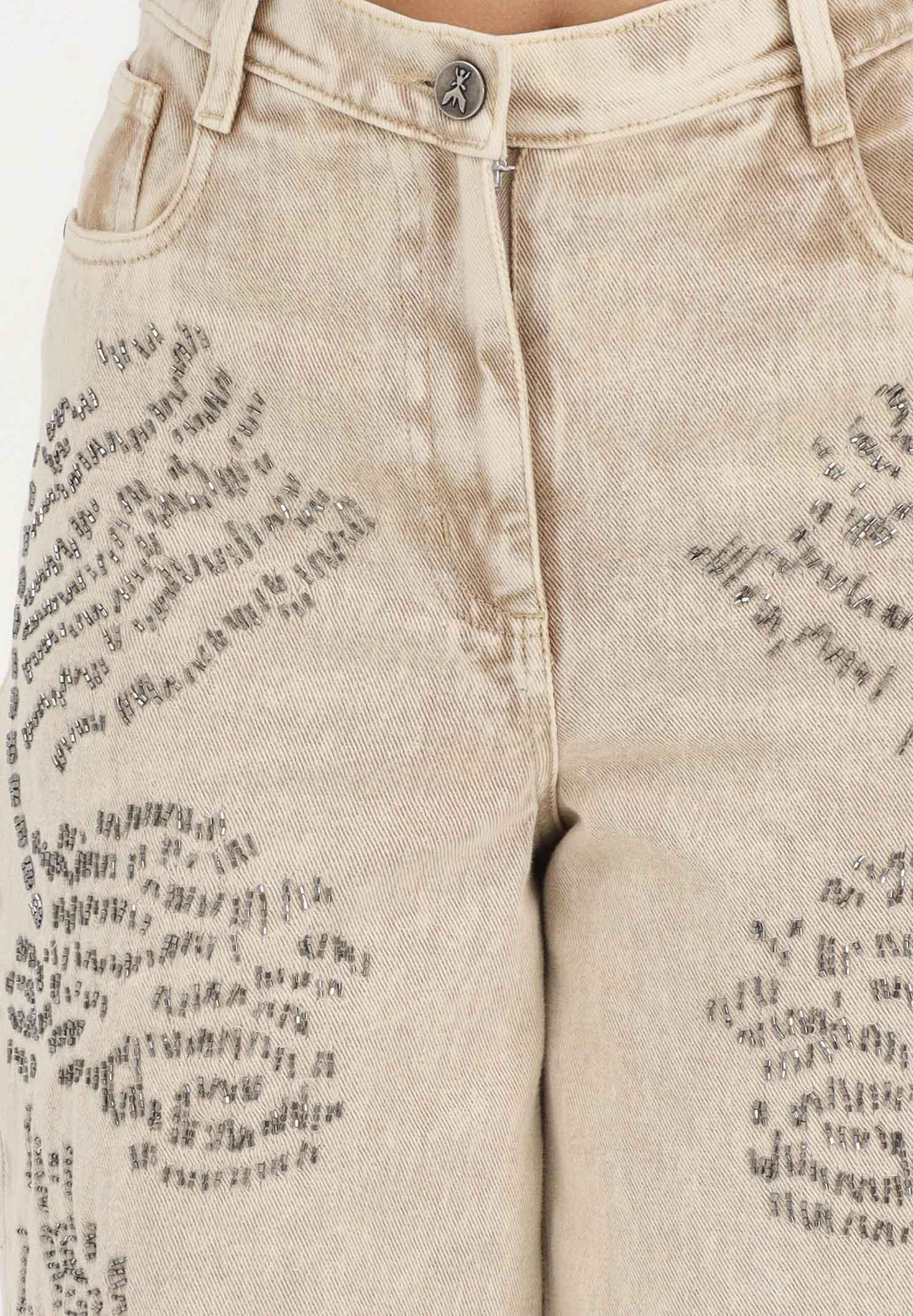 PATRIZIA PEPE Bermuda in denim beige da donna con strass 2P1771D154 B895 PATRIZIA PEPE