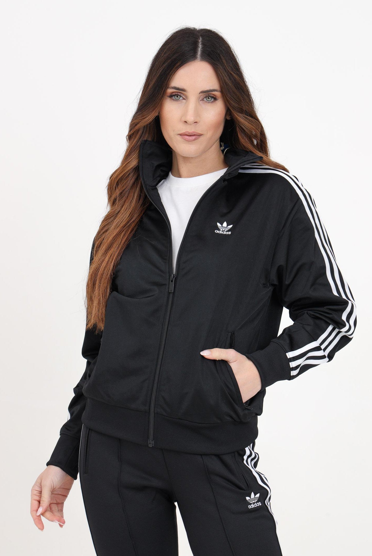 ADIDAS ORIGINALS Felpa con zip Adicolor Classics Loose Firebird nera da donna IT7405 ADIDAS ORIGINALS