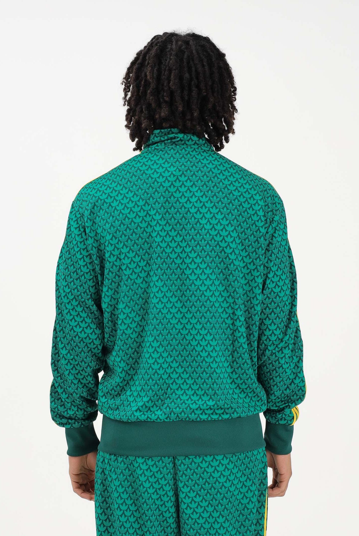 ADIDAS ORIGINALS Felpa con zip Loose Firebird Monogram verde e gialla da uomo KD0382 . ADIDAS ORIGINALS