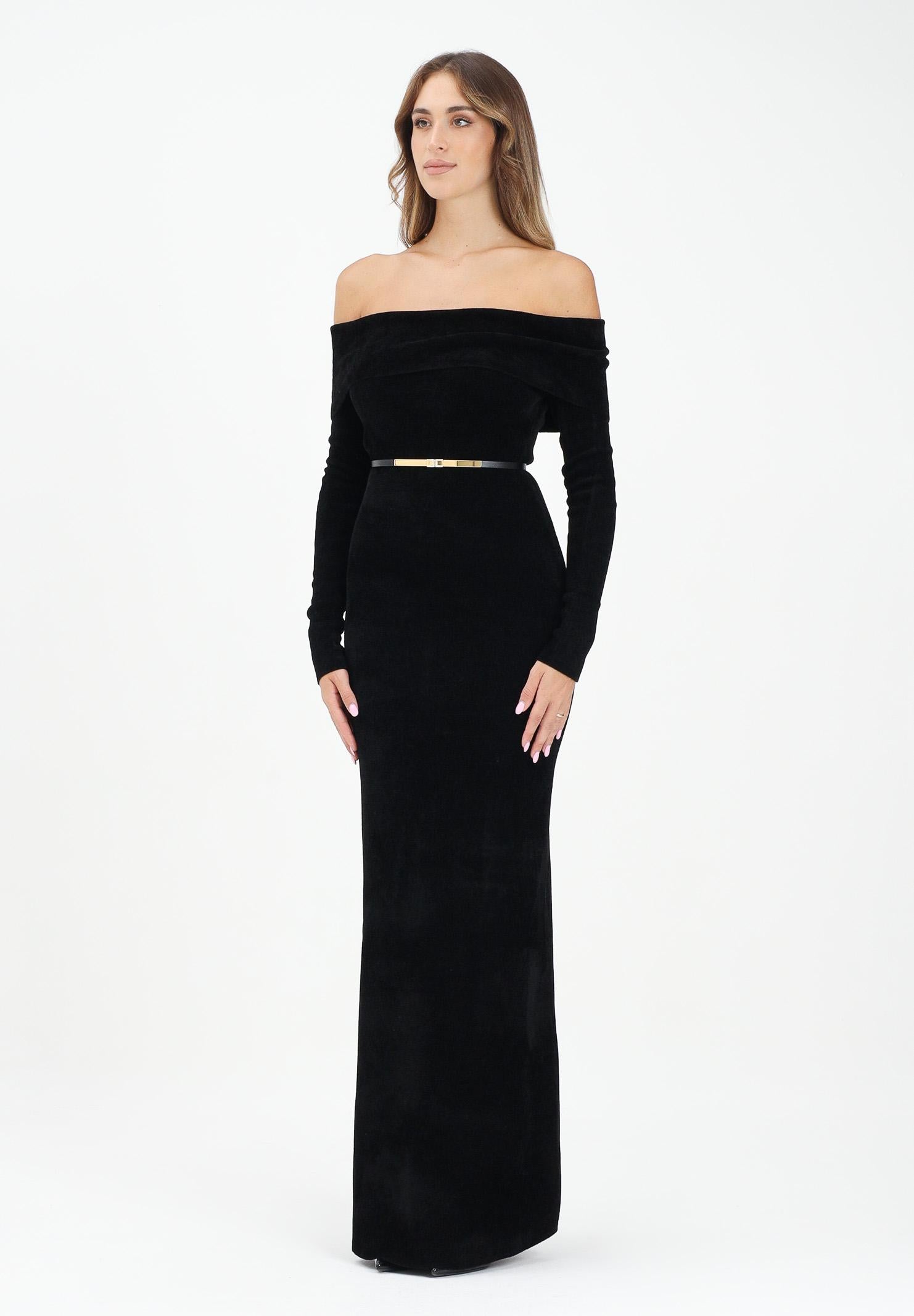 ELISABETTA FRANCHI Abito lungo nero da donna in velluto AM34S57E2 110 ELISABETTA FRANCHI