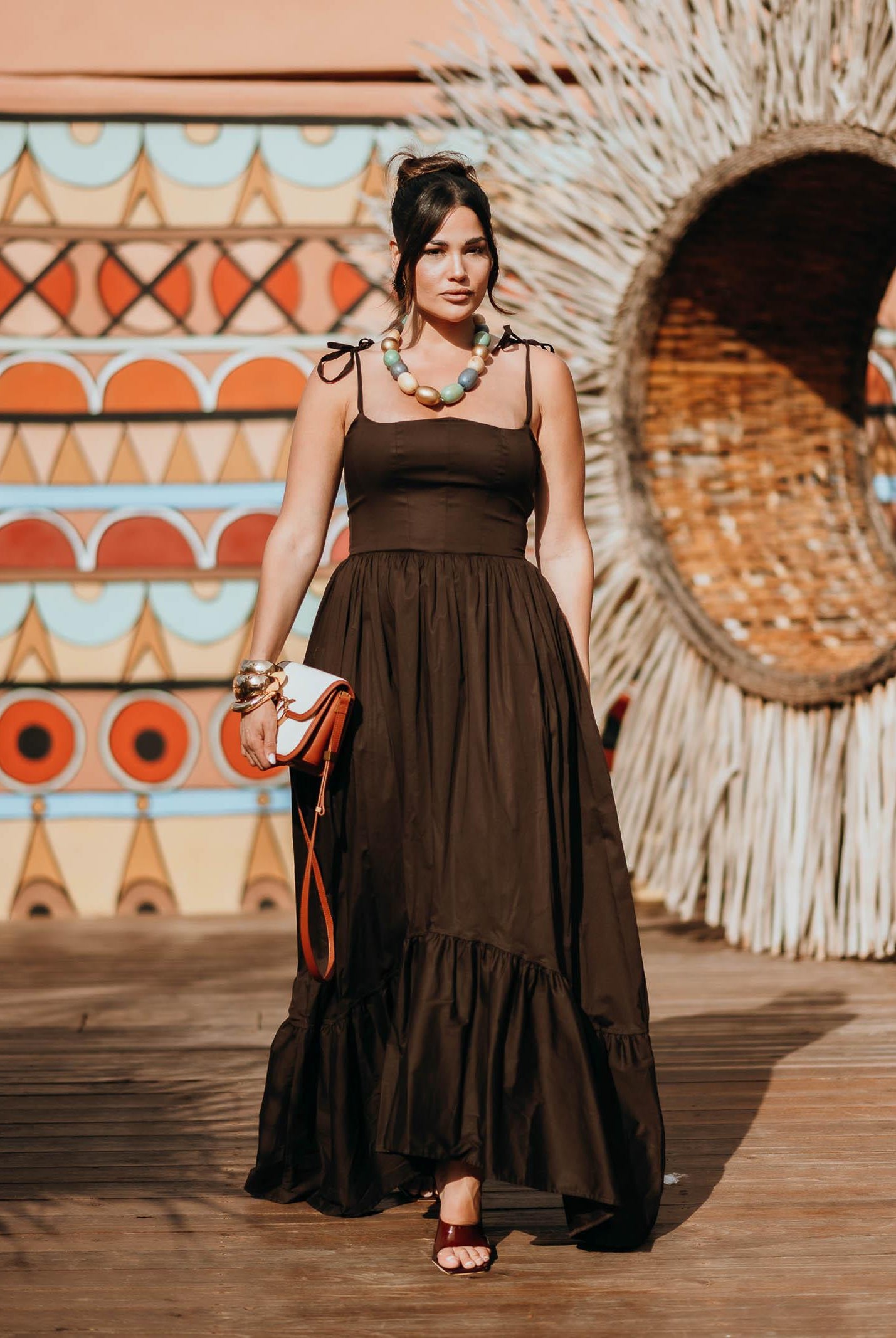 SANTAS Abito lungo DELIZIA marrone da donna PV2505 MARRONE SANTAS