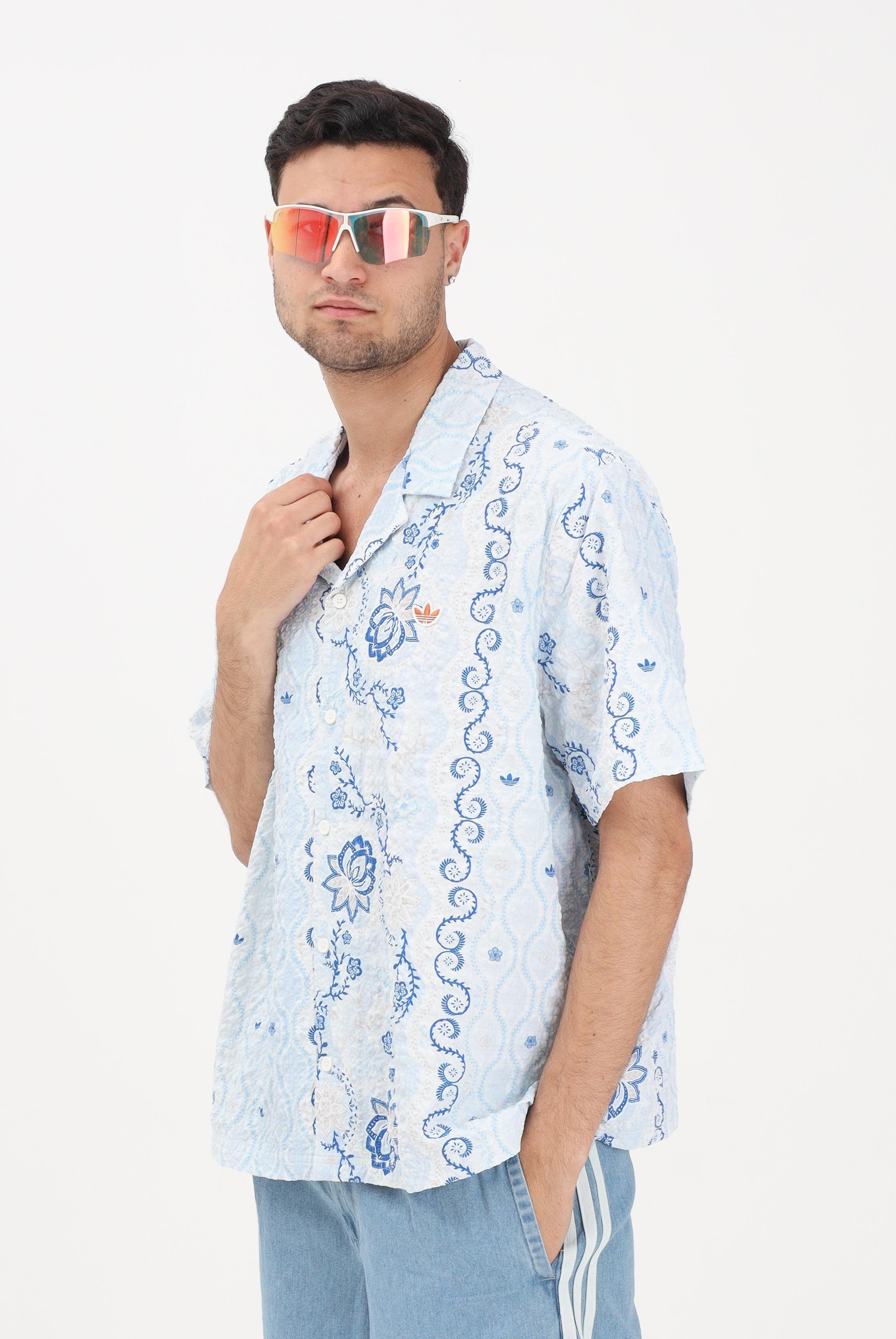 ADIDAS ORIGINALS Camicia a manica corta RESORT azzurra da uomo KX1225 . ADIDAS ORIGINALS