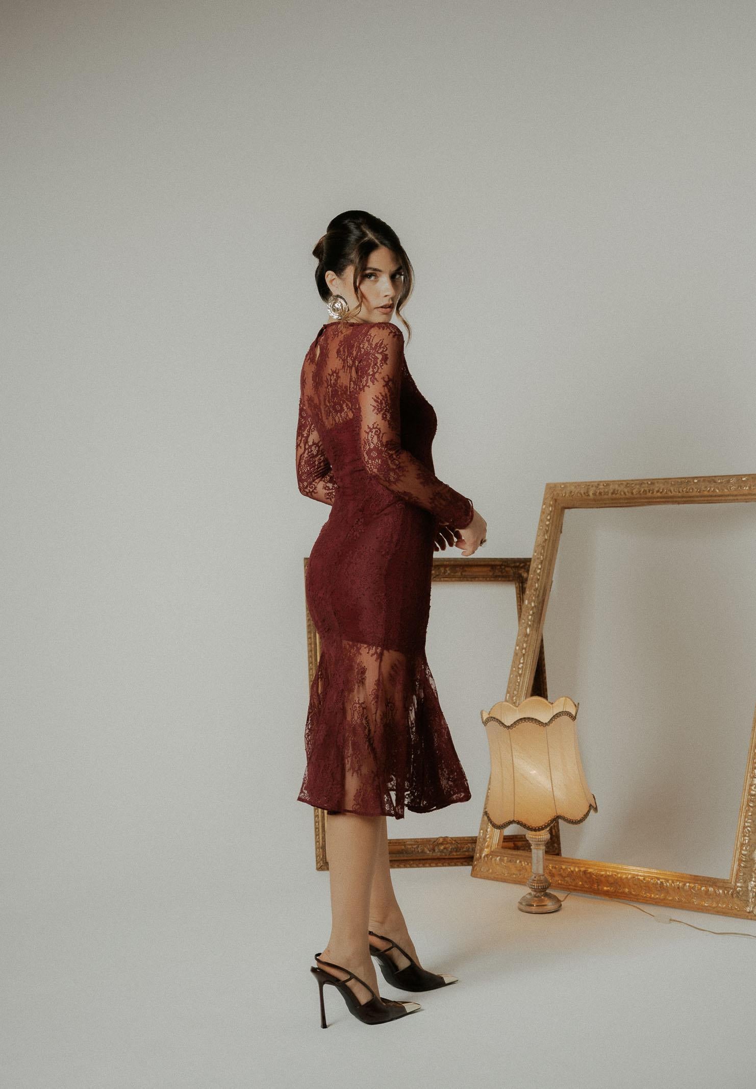 SANTAS Abito midi ÉTERNELLE bordeaux da donna PV2608 BO SANTAS