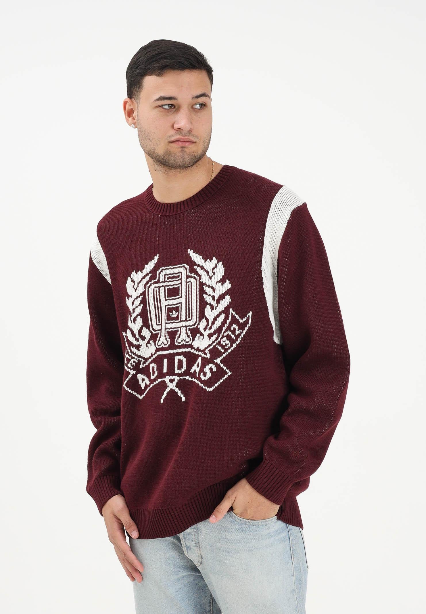 ADIDAS ORIGINALS Maglione girocollo bordeaux da uomo con stampa stile college JX8215 ADIDAS ORIGINALS