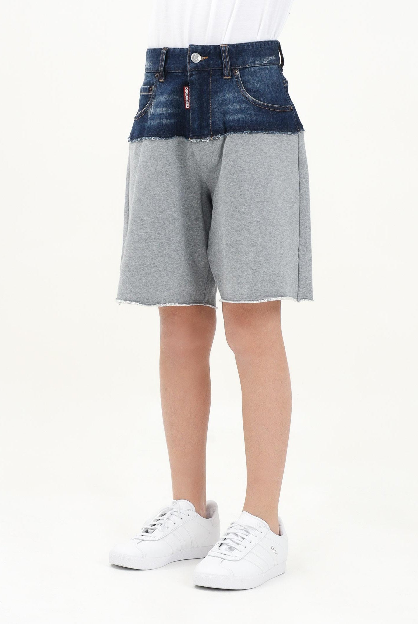 Bermuda in pile grigio e in denim per donna, ragazzi e bambini DQ2769D0ACI DQ937 DSQUARED2