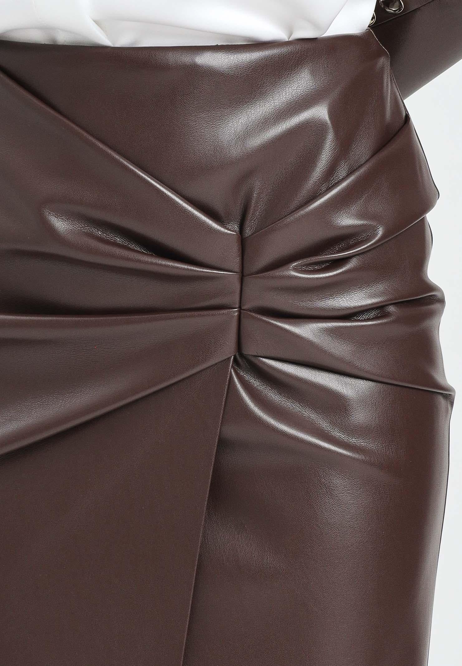 SIMONA CORSELLINI Gonna midi in eco-pelle color cioccolato da donna A25CPGO01801-C00188 V0746 SIMONA CORSELLINI