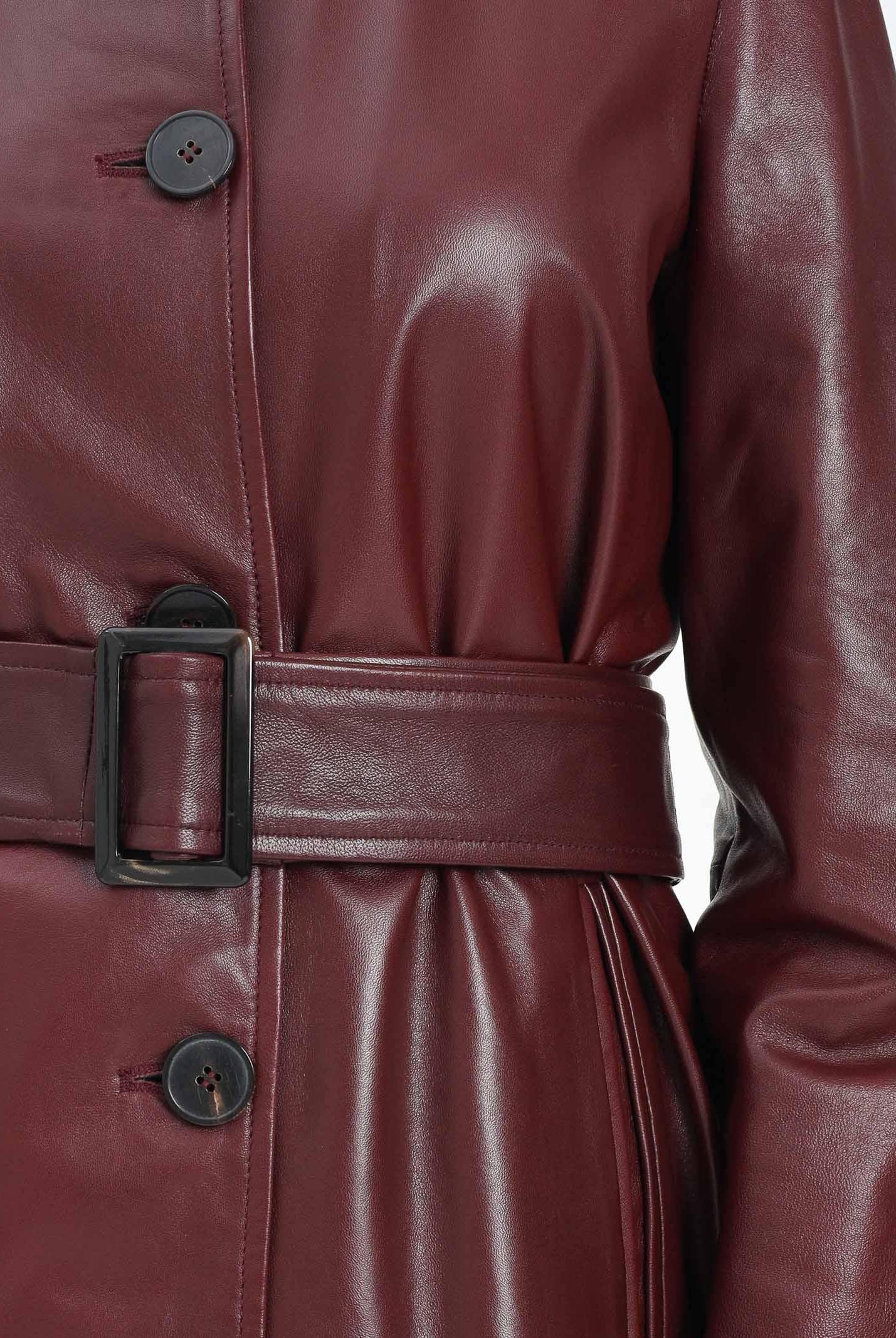 MAX MARA Giacca in morbida nappa bordeaux da donna con cintura 2526446021600 001 MAX MARA