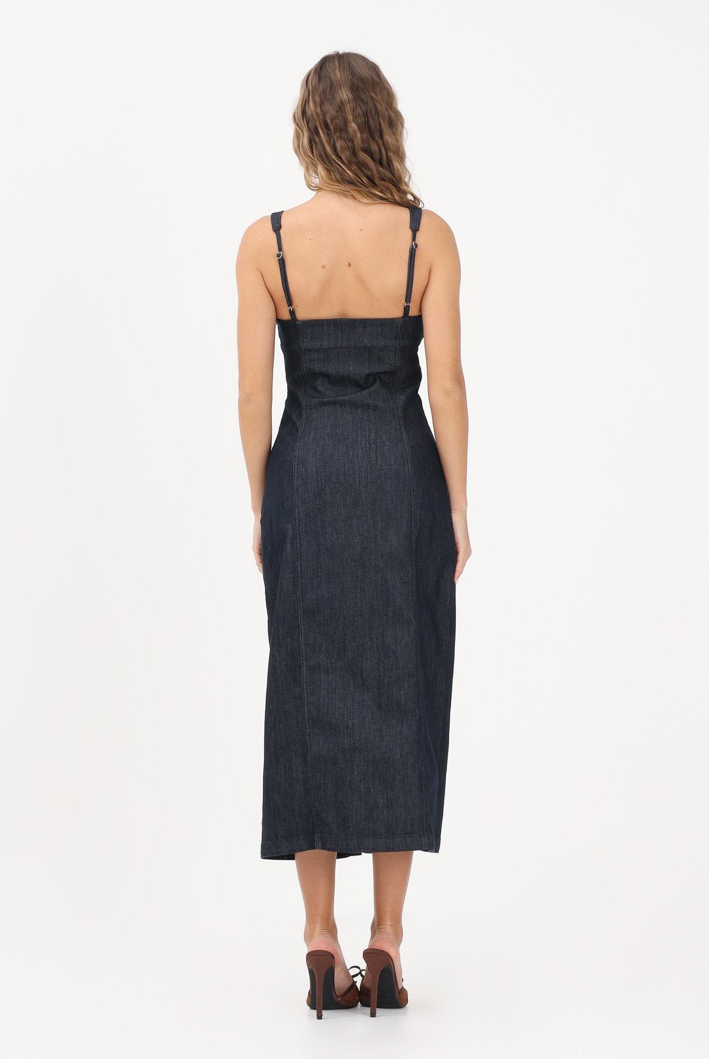 VICOLO Abito midi in denim blu scuro da donna DAB5038 DERI VICOLO