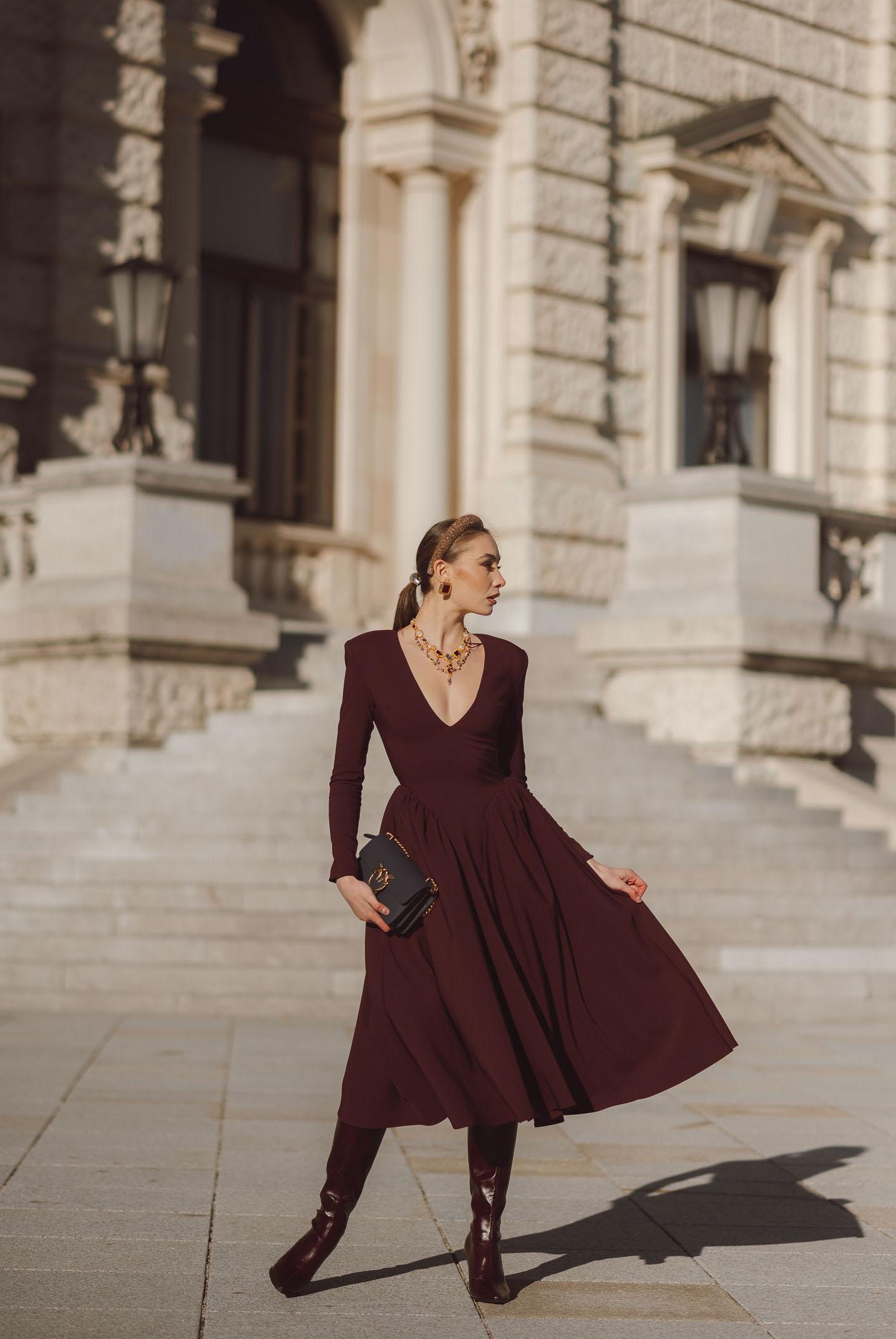 SANTAS Abito midi DOUCEUR bordeaux da donna PV2603 VI SANTAS