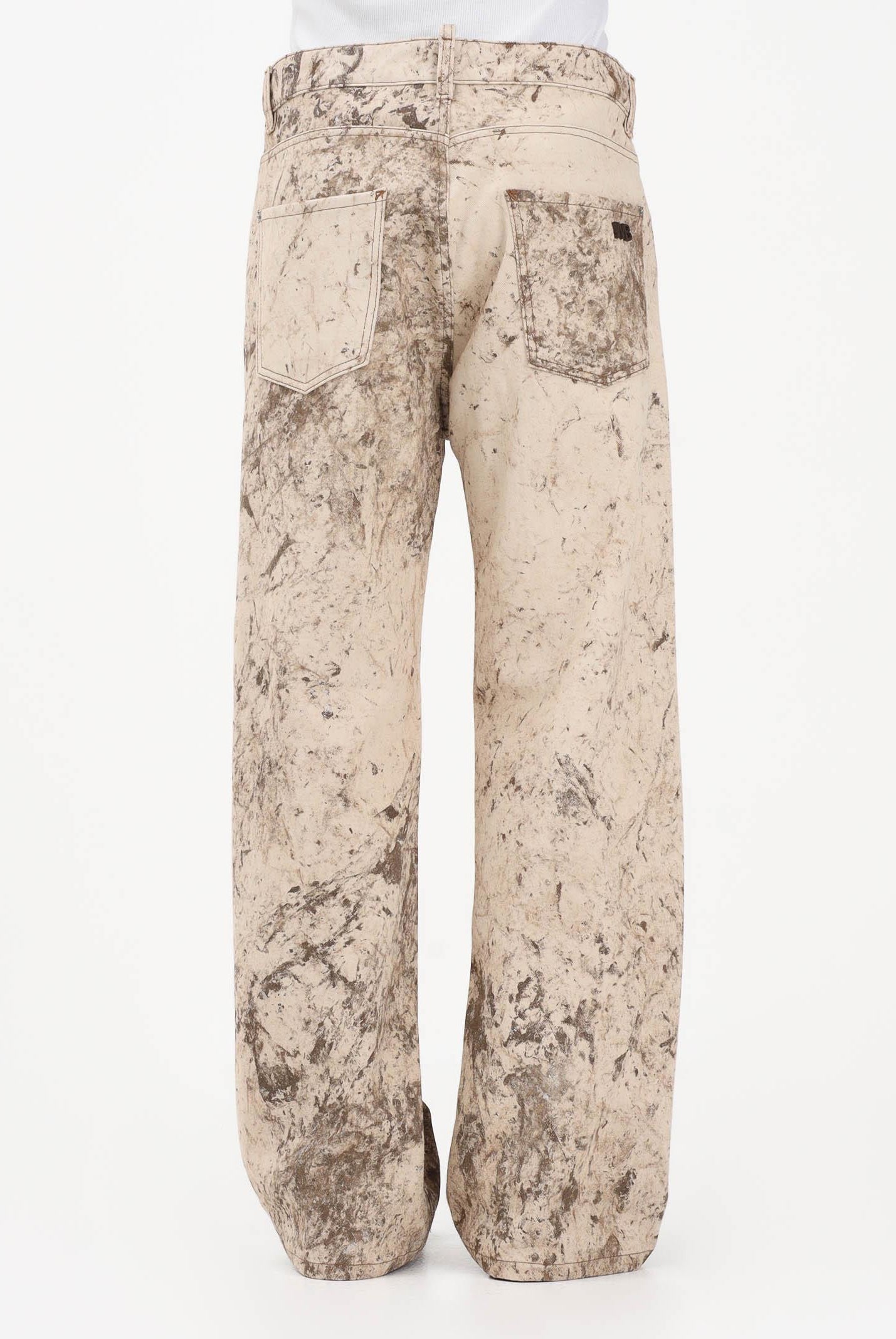 I'M BRIAN Jeans beige da uomo con stampa effetto marmorizzato JASON826 0025 I'M BRIAN