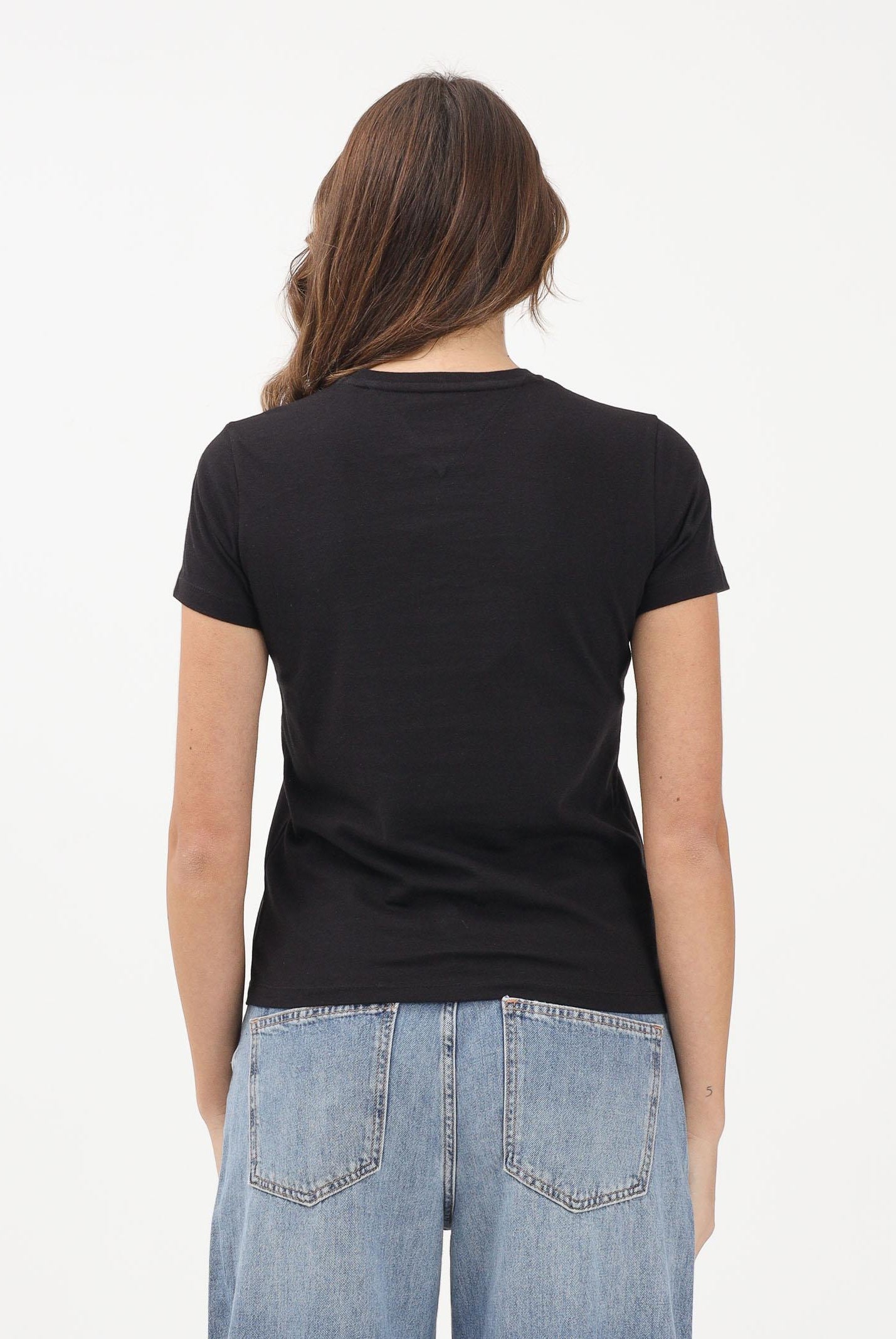 TOMMY JEANS T-shirt a manica corta nera da donna con logo DW0DW22562 BDS TOMMY JEANS