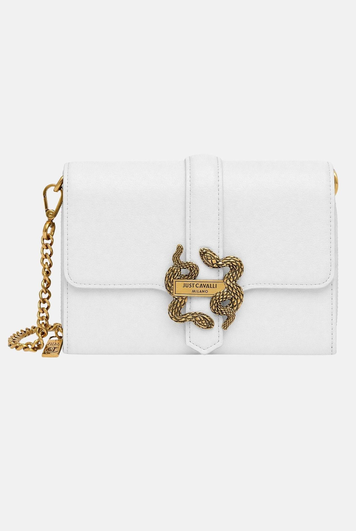 JUST CAVALLI Borsa a tracolla bianca da donna con fibbia logo 80RA5PA6ZSA89 003 JUST CAVALLI
