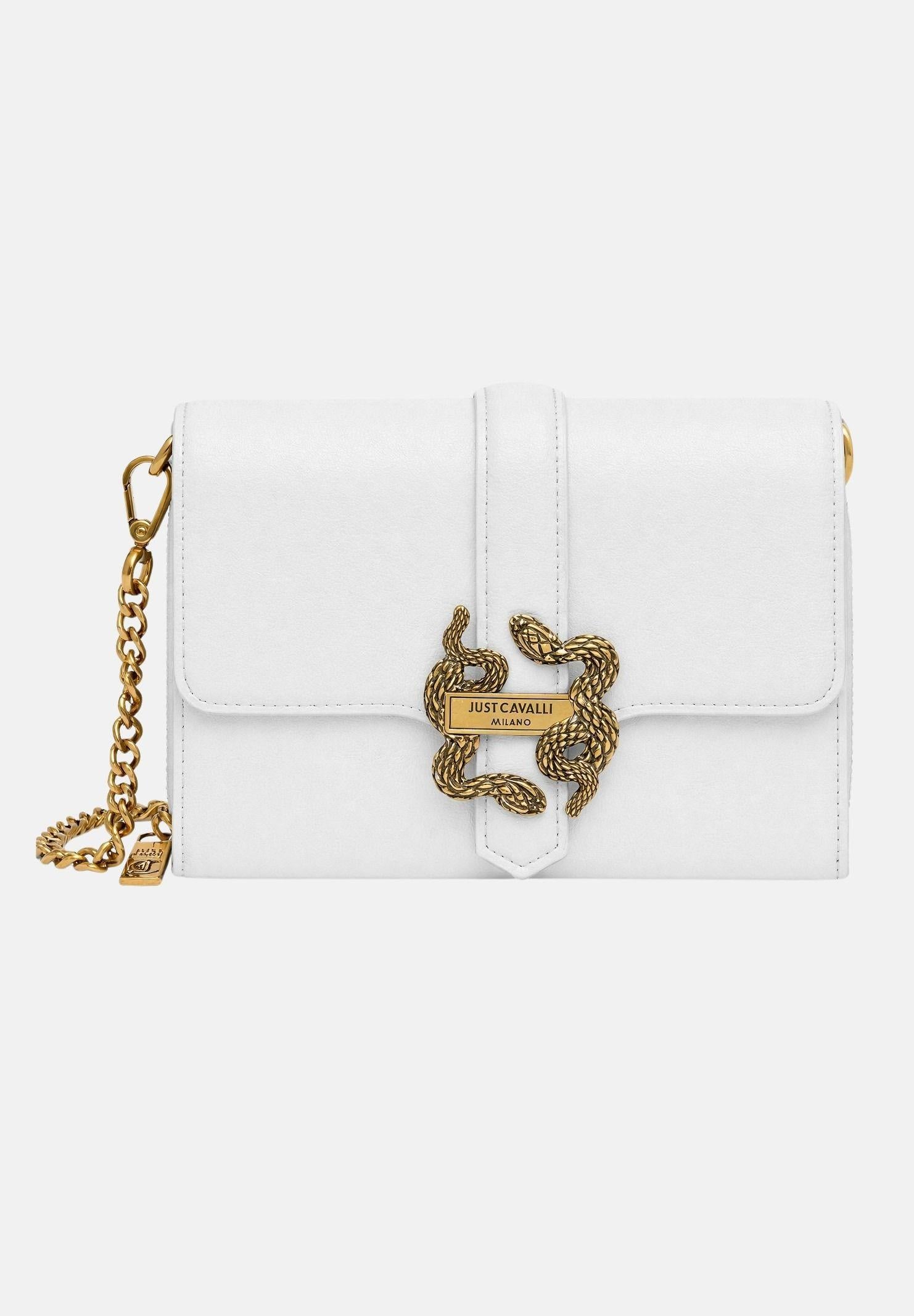 JUST CAVALLI Borsa a tracolla bianca da donna con fibbia logo 80RA5PA6ZSA89 003 JUST CAVALLI