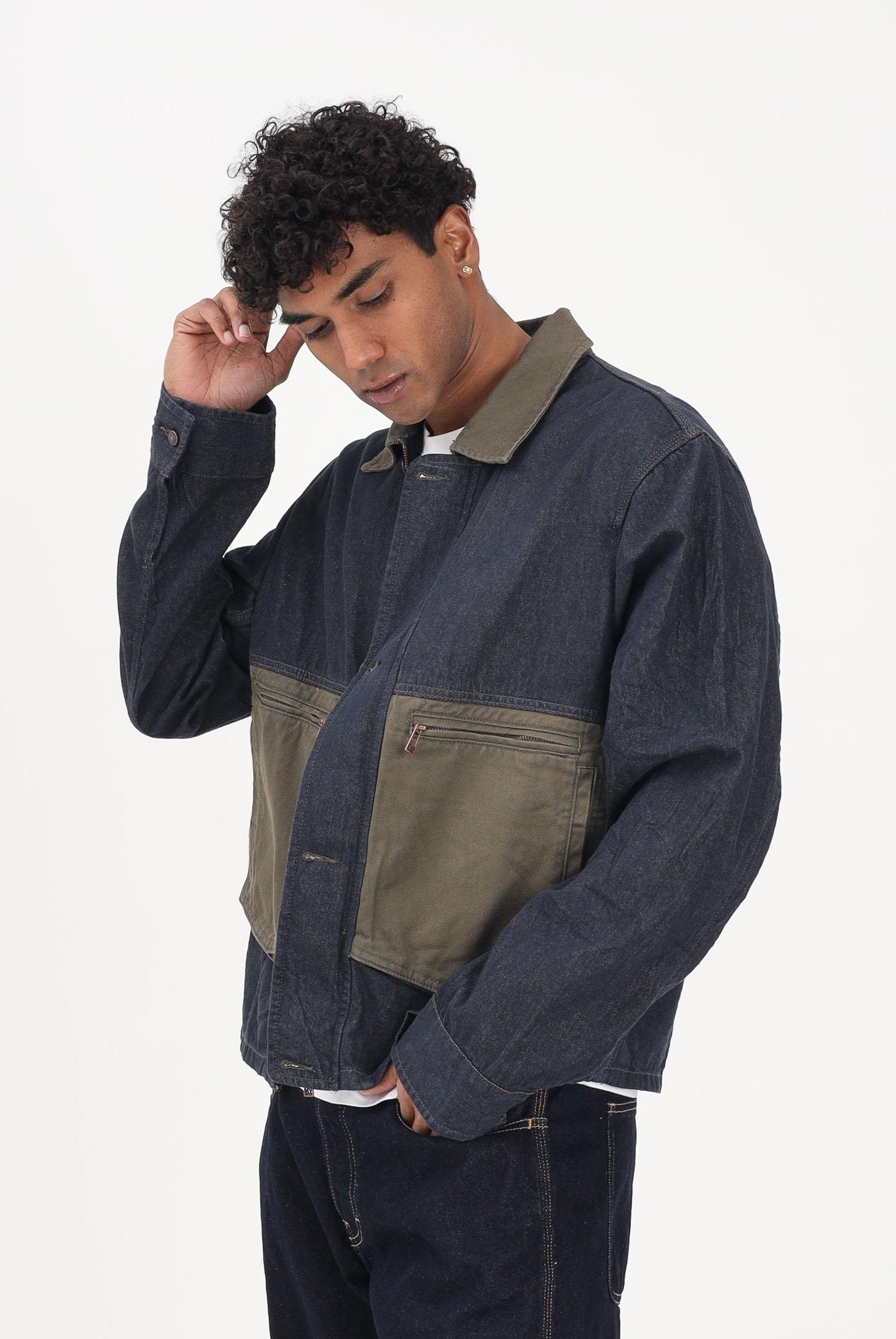 ARMANI EXCHANGE Giubbotto in denim blu da uomo con inserti a contrasto XM002120AF22508 MB001 ARMANI EXCHANGE