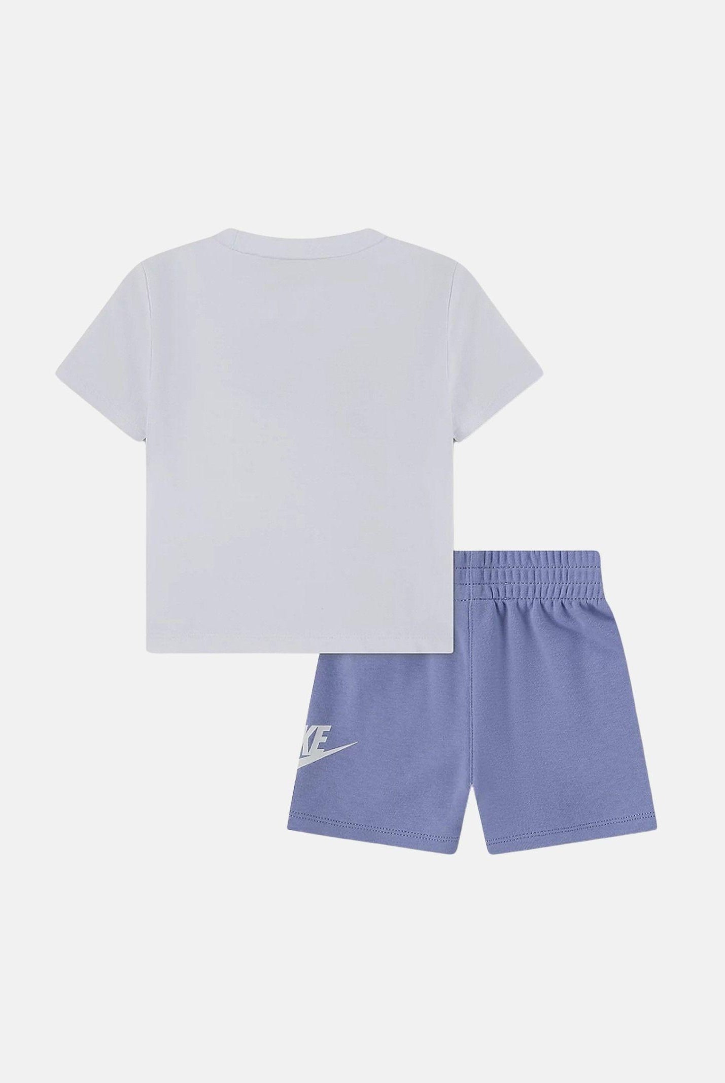 NIKE Completino CLUB TEE bianco e lilla da neonato con stampa logo 66L596 P3F NIKE