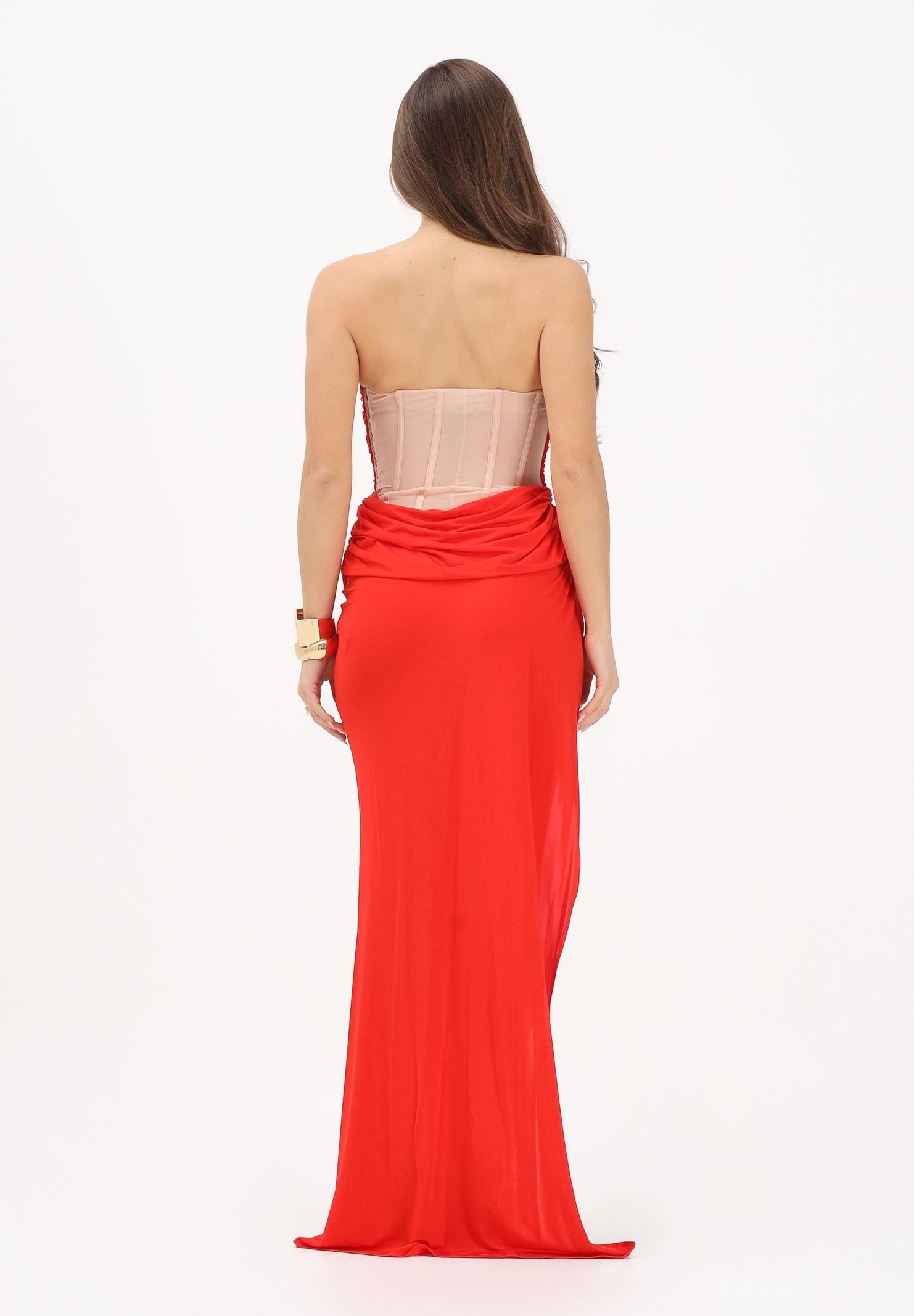 ELISABETTA FRANCHI Abito lungo rosso da donna con coppe in metallo ABR3562E2 FG2 ELISABETTA FRANCHI