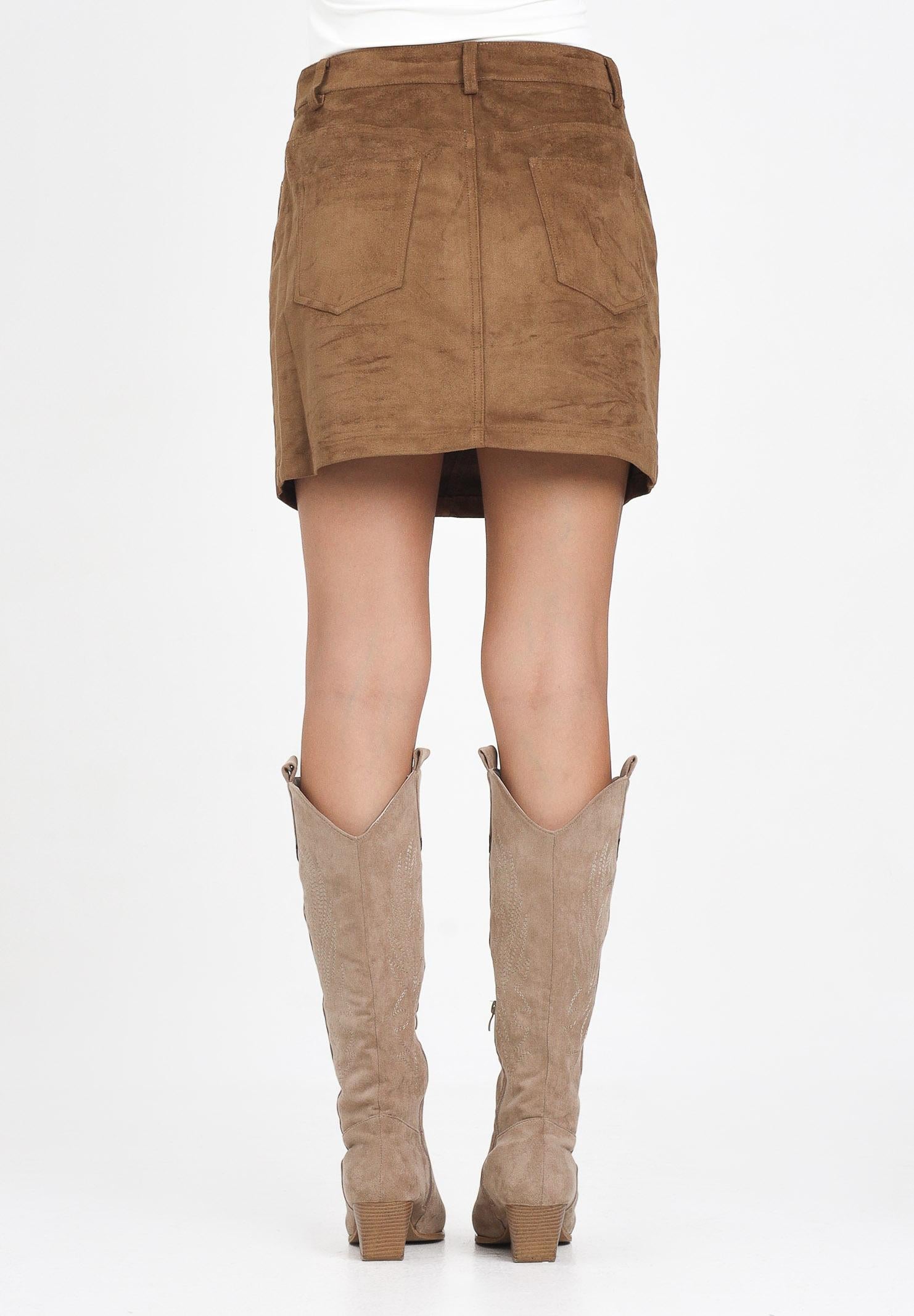 ONLY Gonna corta in morbida ecopelle effetto suede color cuoio da donna 15353153 Cognac ONLY