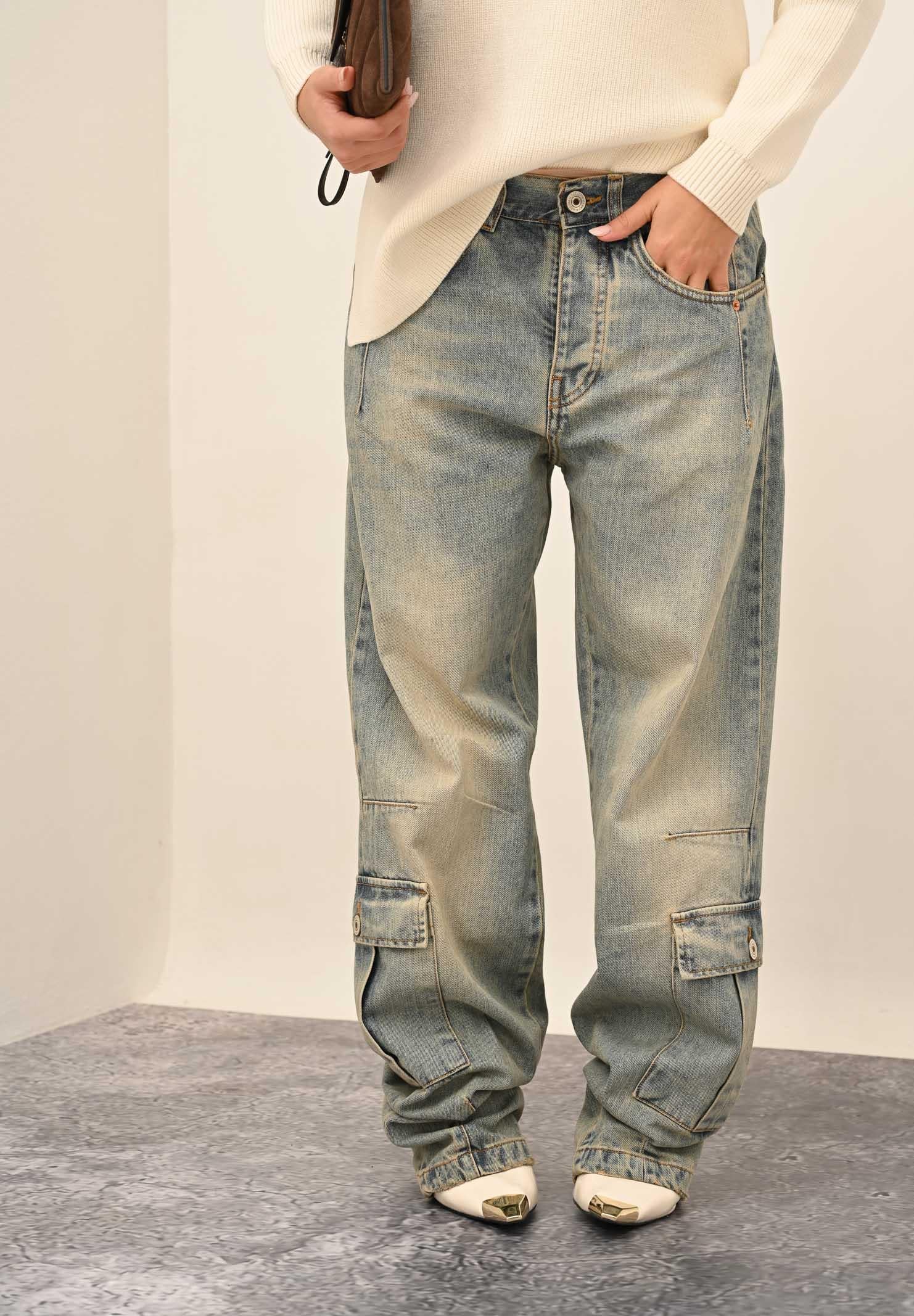 YES LONDON Jeans cargo in denim chiaro da uomo XJ3225 CA YES LONDON