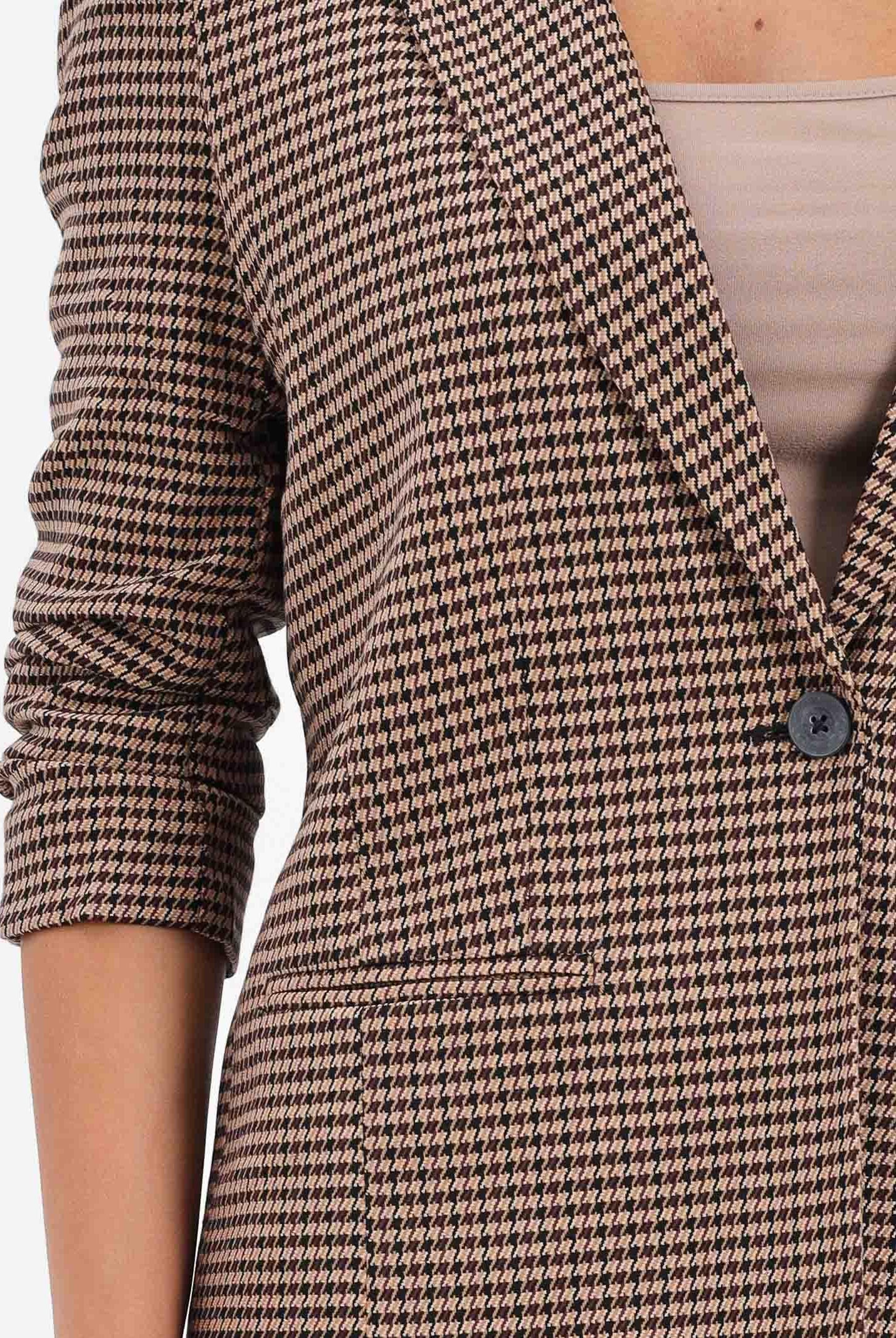 ONLY Giacca monopetto beige da donna con stampa pied de poule 15353566 DecadentChocolate ONLY