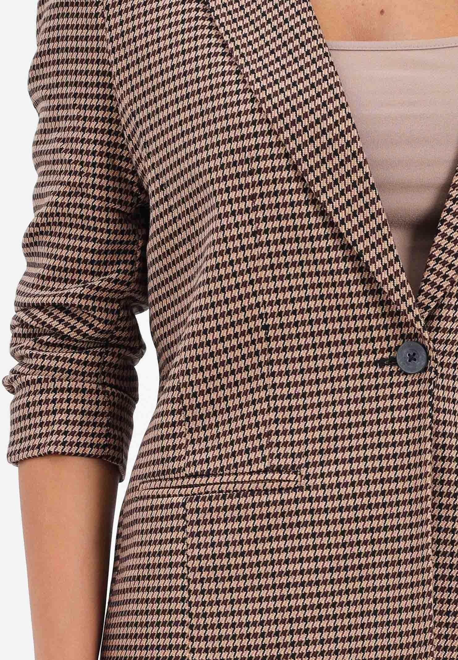 ONLY Giacca monopetto beige da donna con stampa pied de poule 15353566 DecadentChocolate ONLY