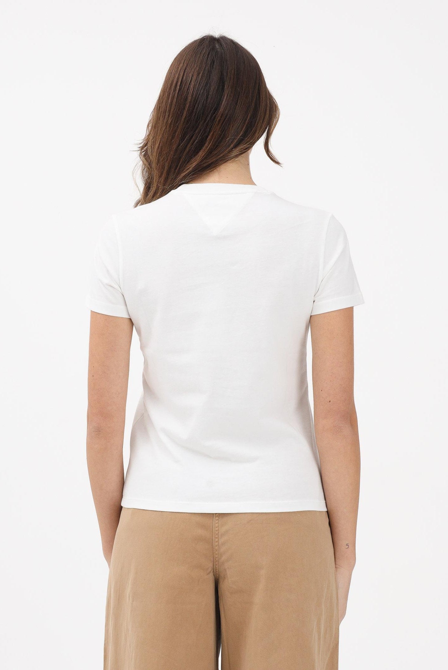 TOMMY JEANS T-shirt a manica corta panna da donna con logo DW0DW22562 YBL TOMMY JEANS