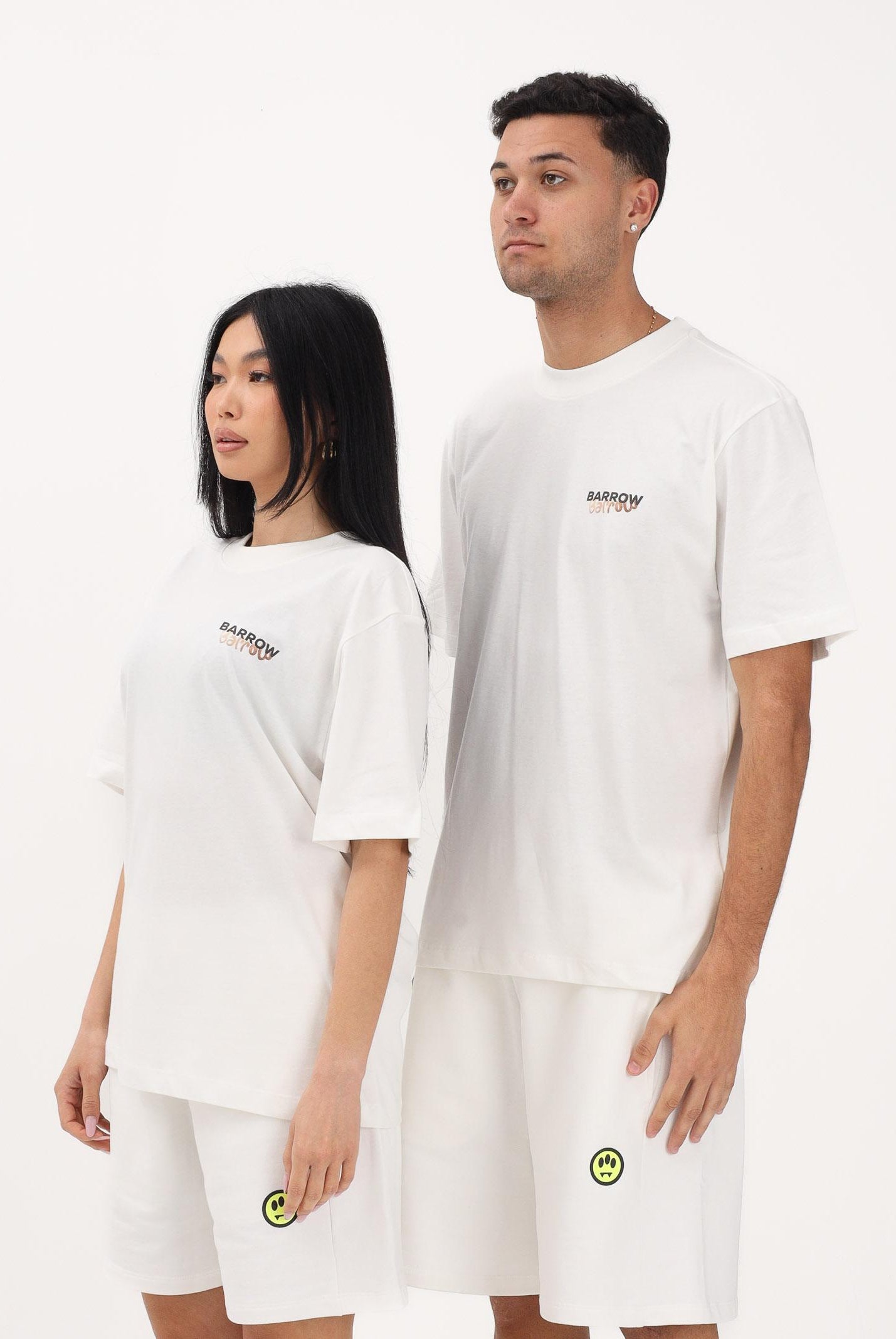 BARROW T-shirt a manica corta bianca per uomo e donna con maxi stampa teddy S6BWUATH076 412 BARROW