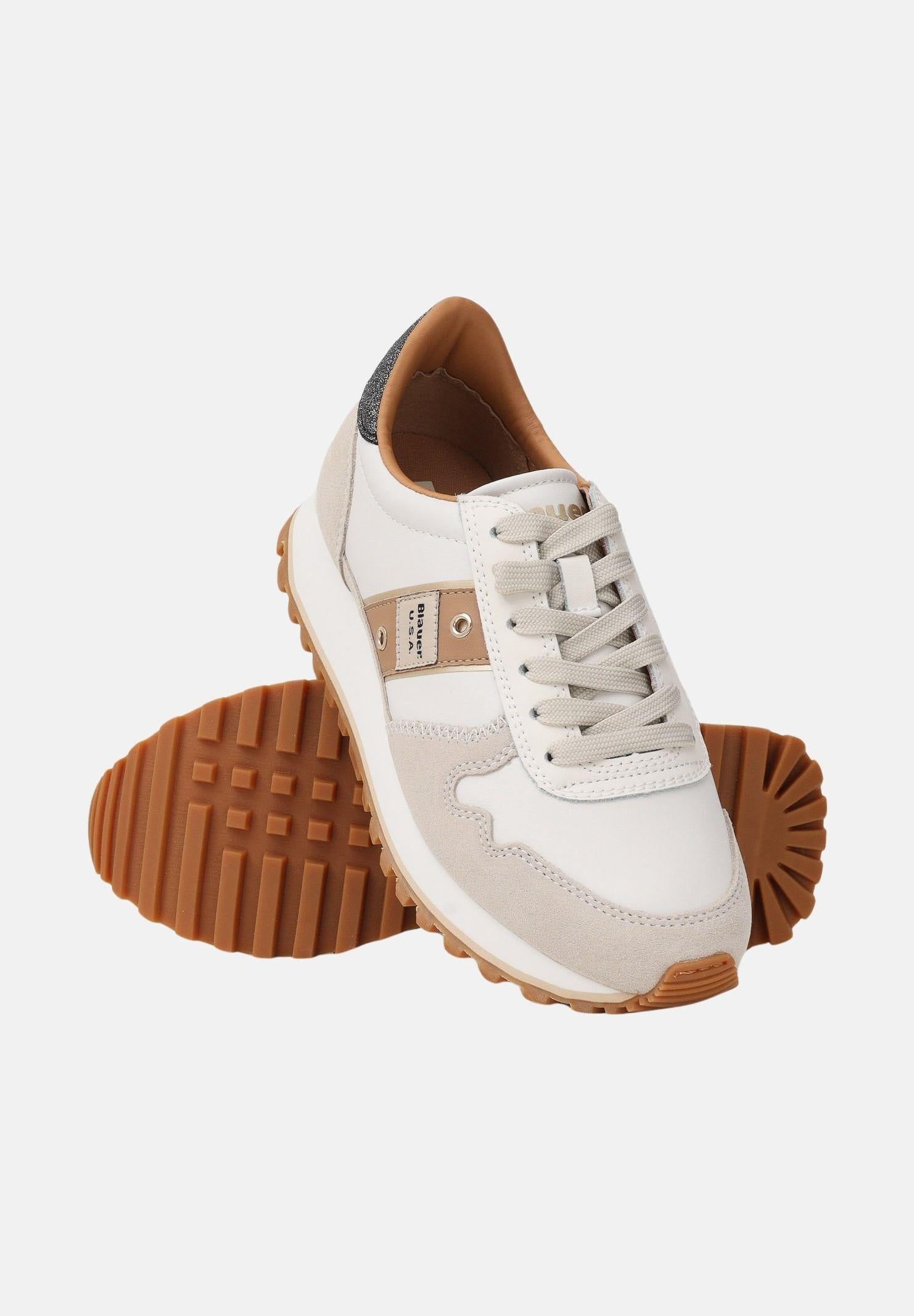 BLAUER Sneakers bianche da donna con inserti a contrasto S6MILLEN03-SUP CRBL BLAUER