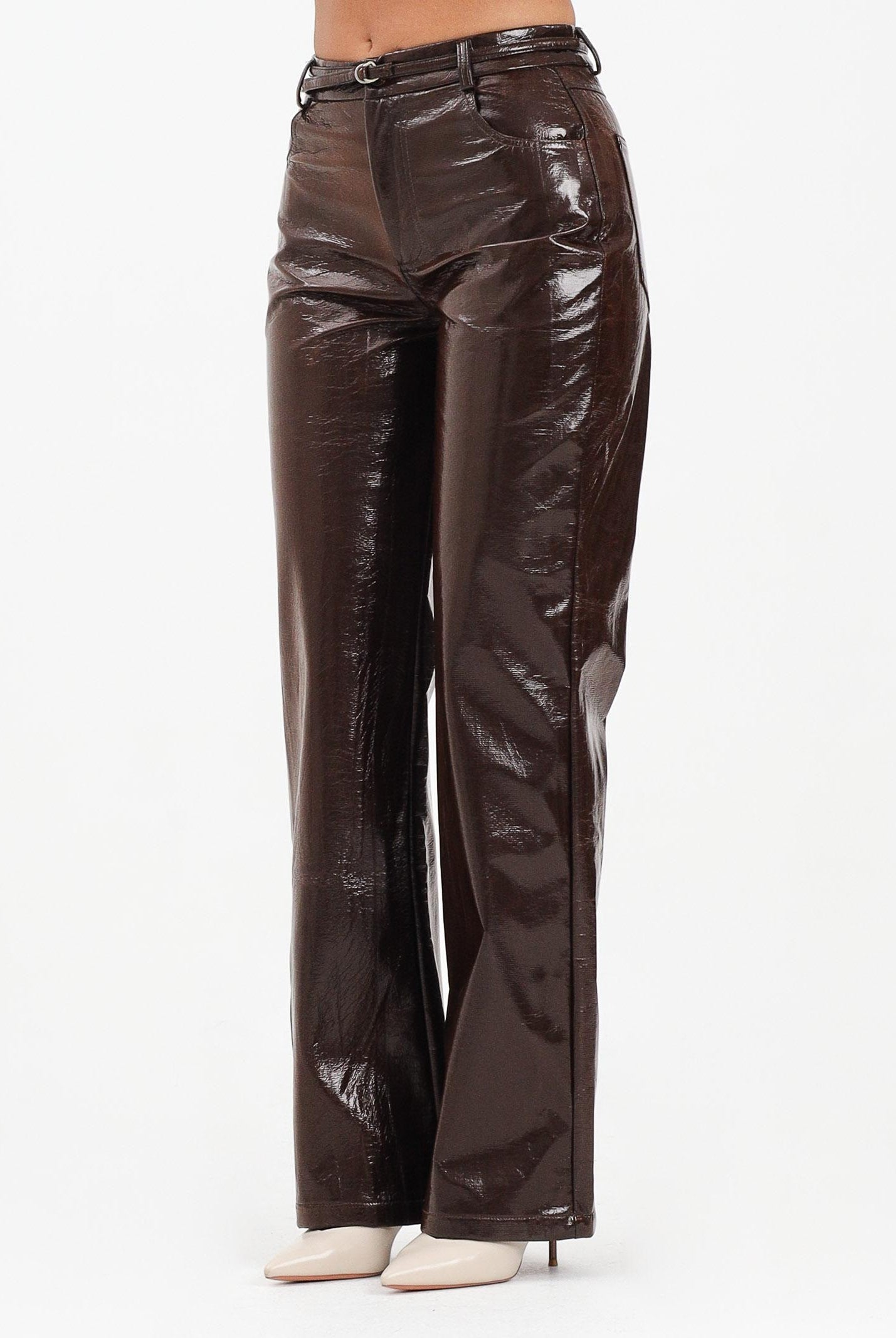 TPN Pantalone Smitherx in vinile marrone da donna SMITHERS242W5 30 TPN