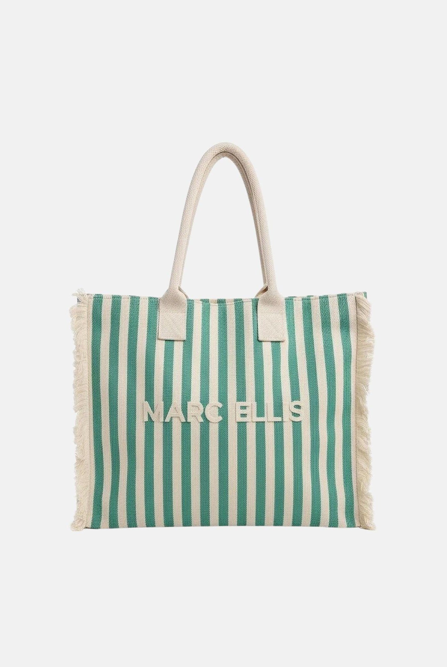 MARC ELLIS Borsa mare verde e panna da donna con motivo a righe e logo BUBY-S-JOAN SOGR MARC ELLIS