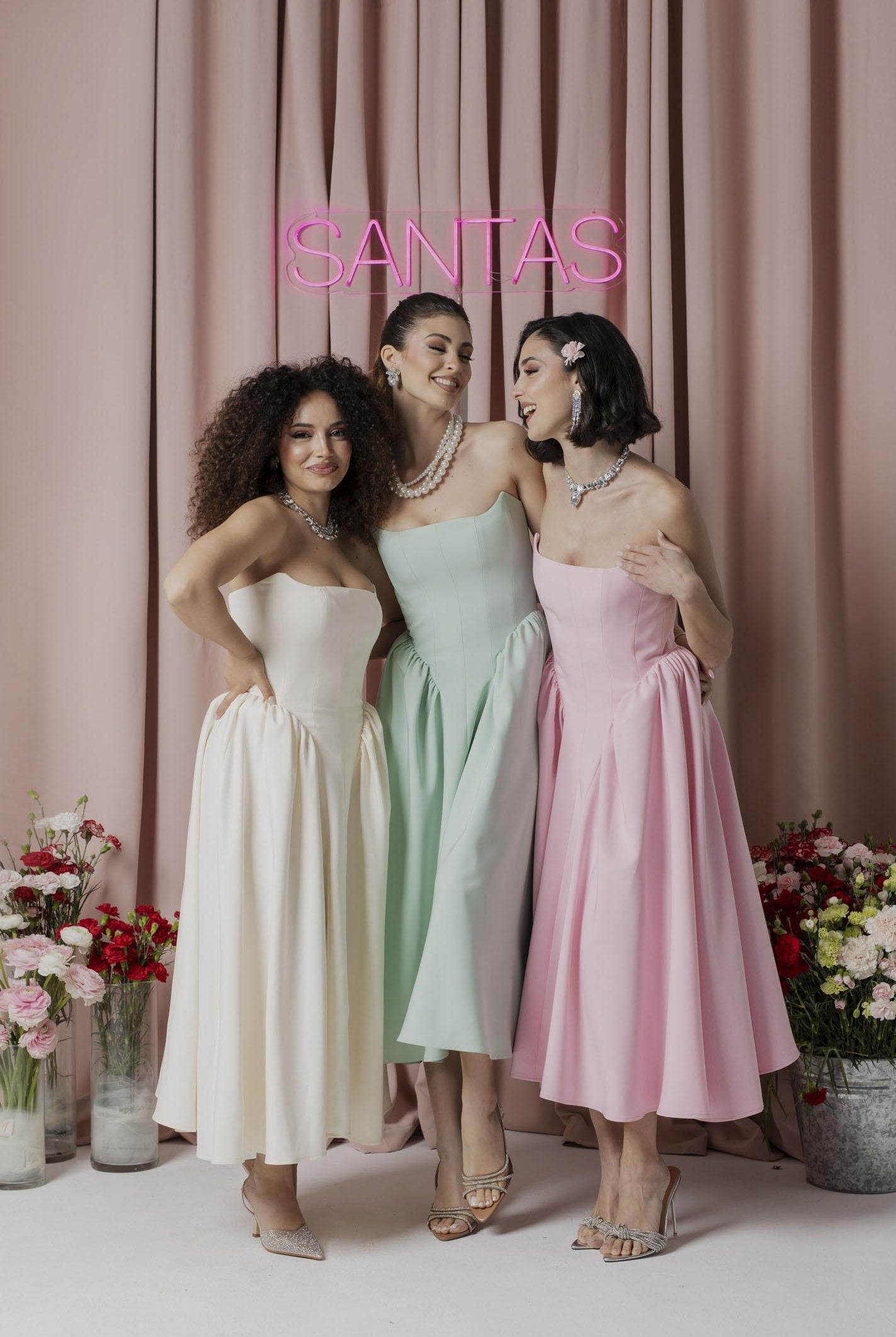 SANTAS Abito midi MARSHMALLOW panna da donna PV2509 BIANCO SANTAS