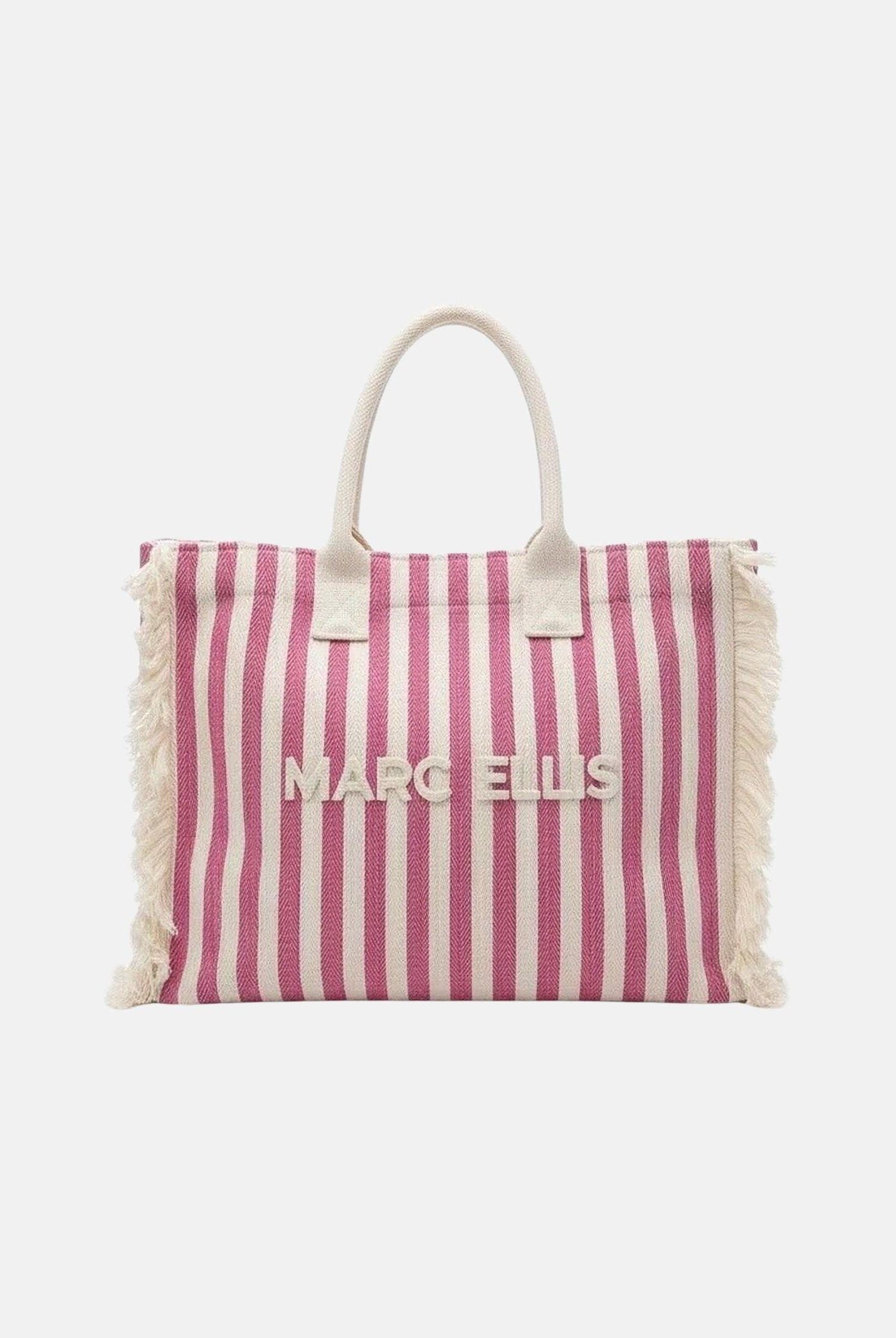 MARC ELLIS Borsa mare rosa e panna da donna con motivo a righe e logo BUBY-S-JOAN CARO MARC ELLIS