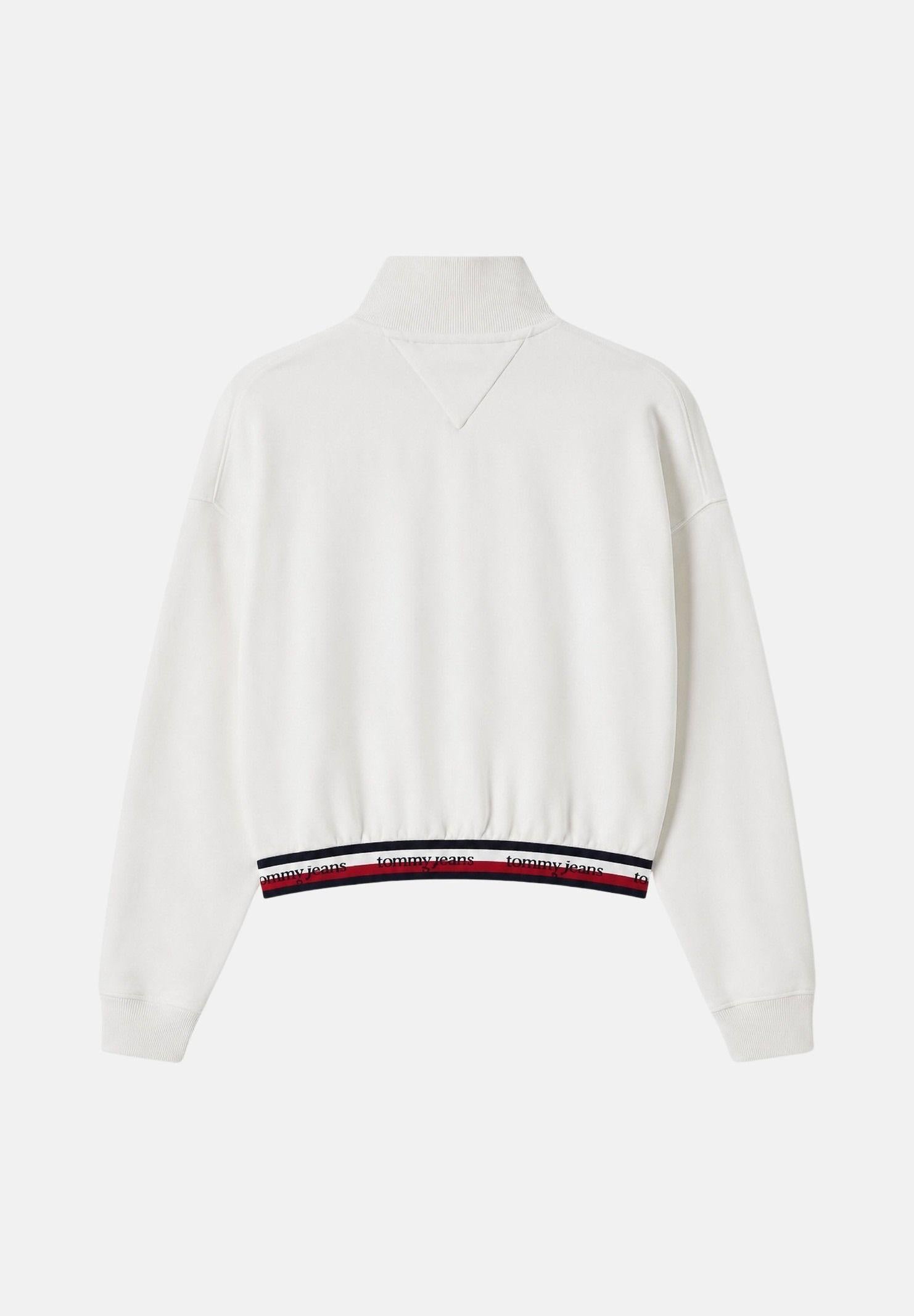 TOMMY JEANS felpa Boxy Quarter-Zip color Ecru, bianco, da donna DW0DW23144 YBL TOMMY JEANS