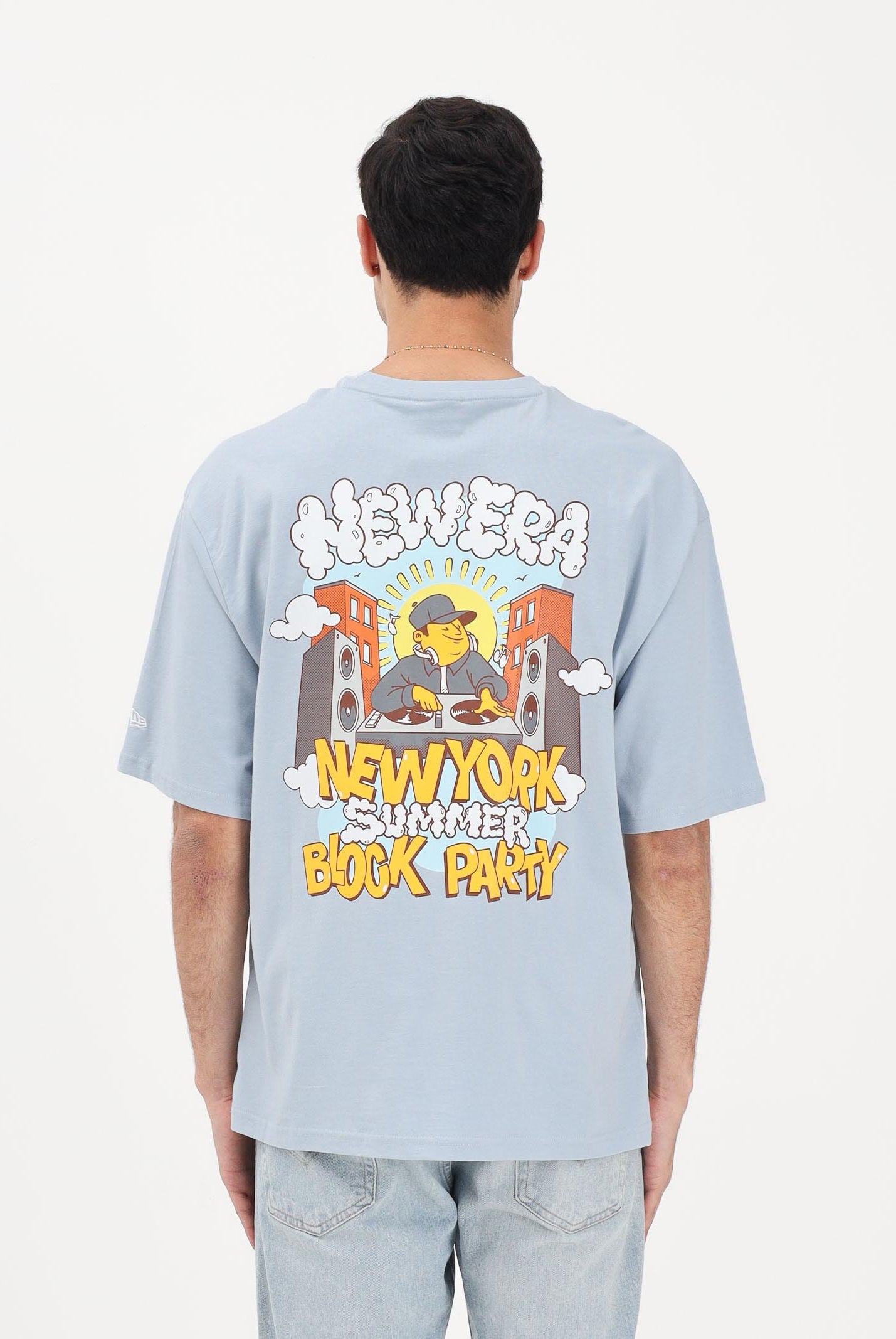 NEW ERA T-shirt a manica corta Oversized New Era Fun Block Party Graphic azzurra per uomo e donna 60856210 . NEW ERA