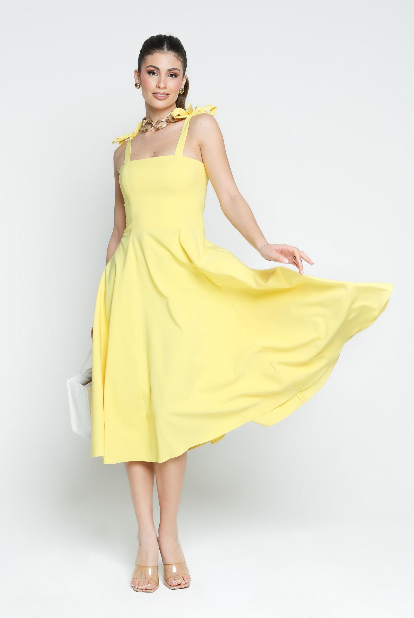 SANTAS Abito midi MEDELEINE giallo da donna PV2508 GIALLO SANTAS