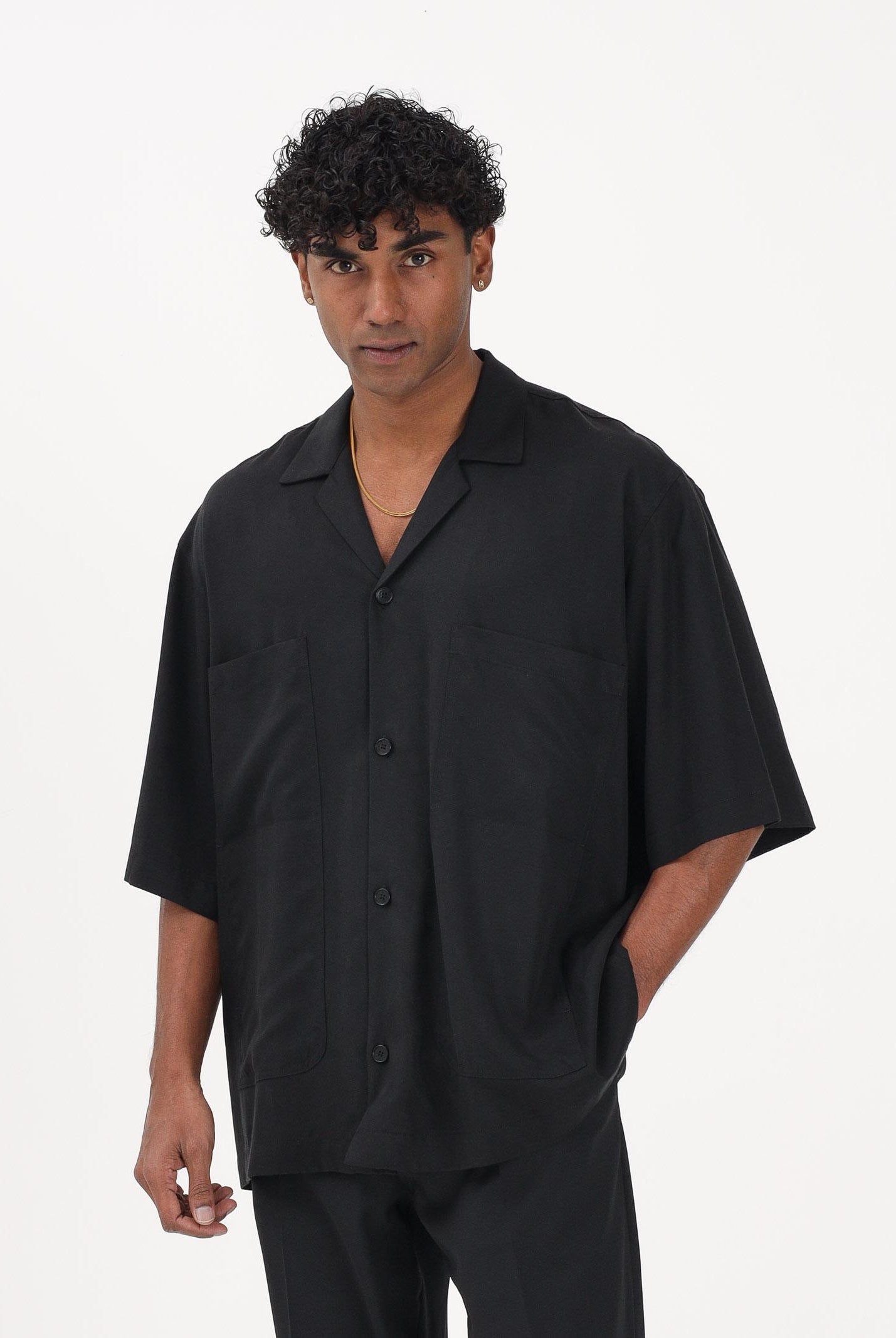 I'M BRIAN Camicia a manica corta nera da uomo CA3626 009 I'M BRIAN