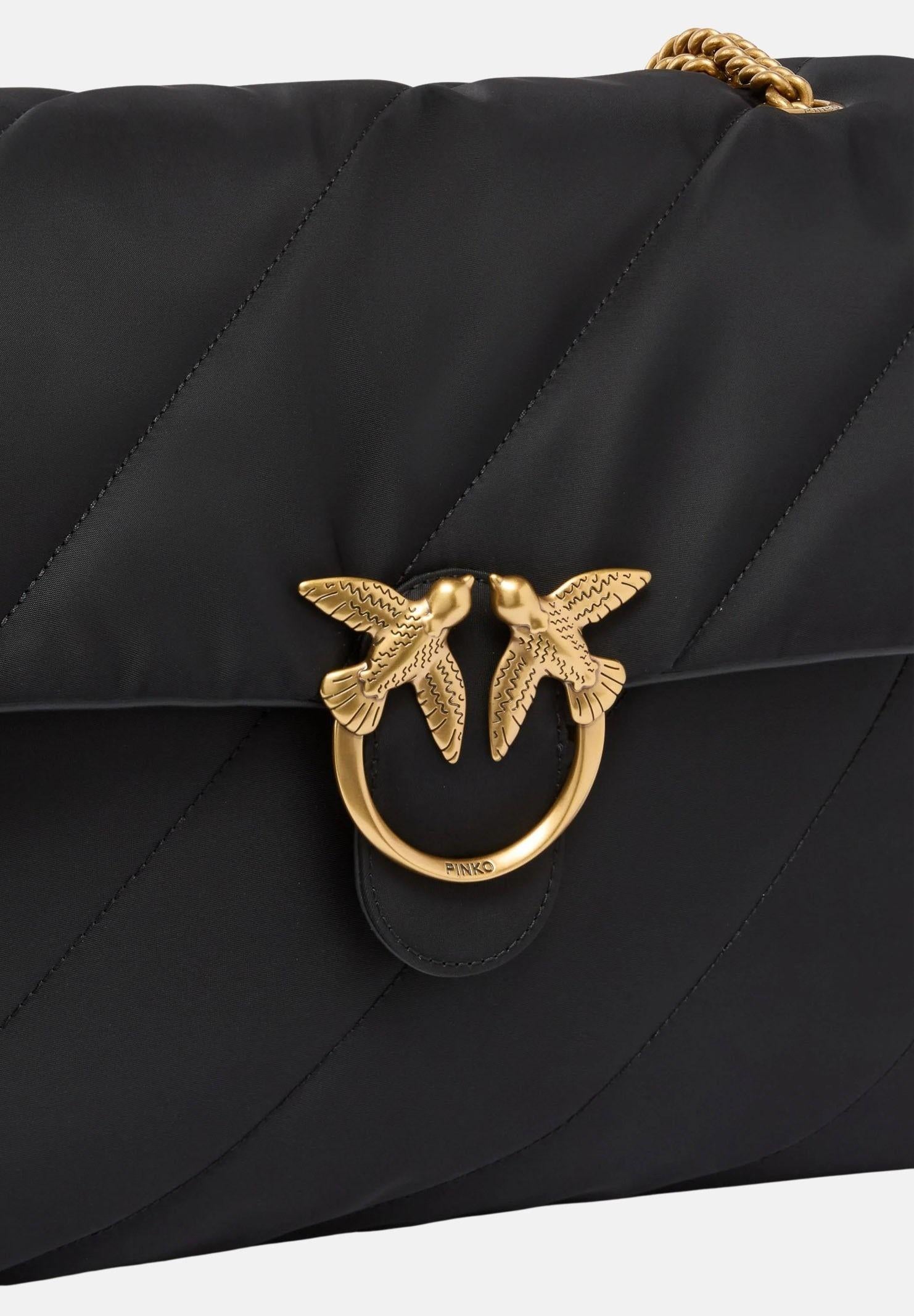 PINKO Shopper Extra Love Bag Puff nera da donna 103347A358 Z99Q PINKO