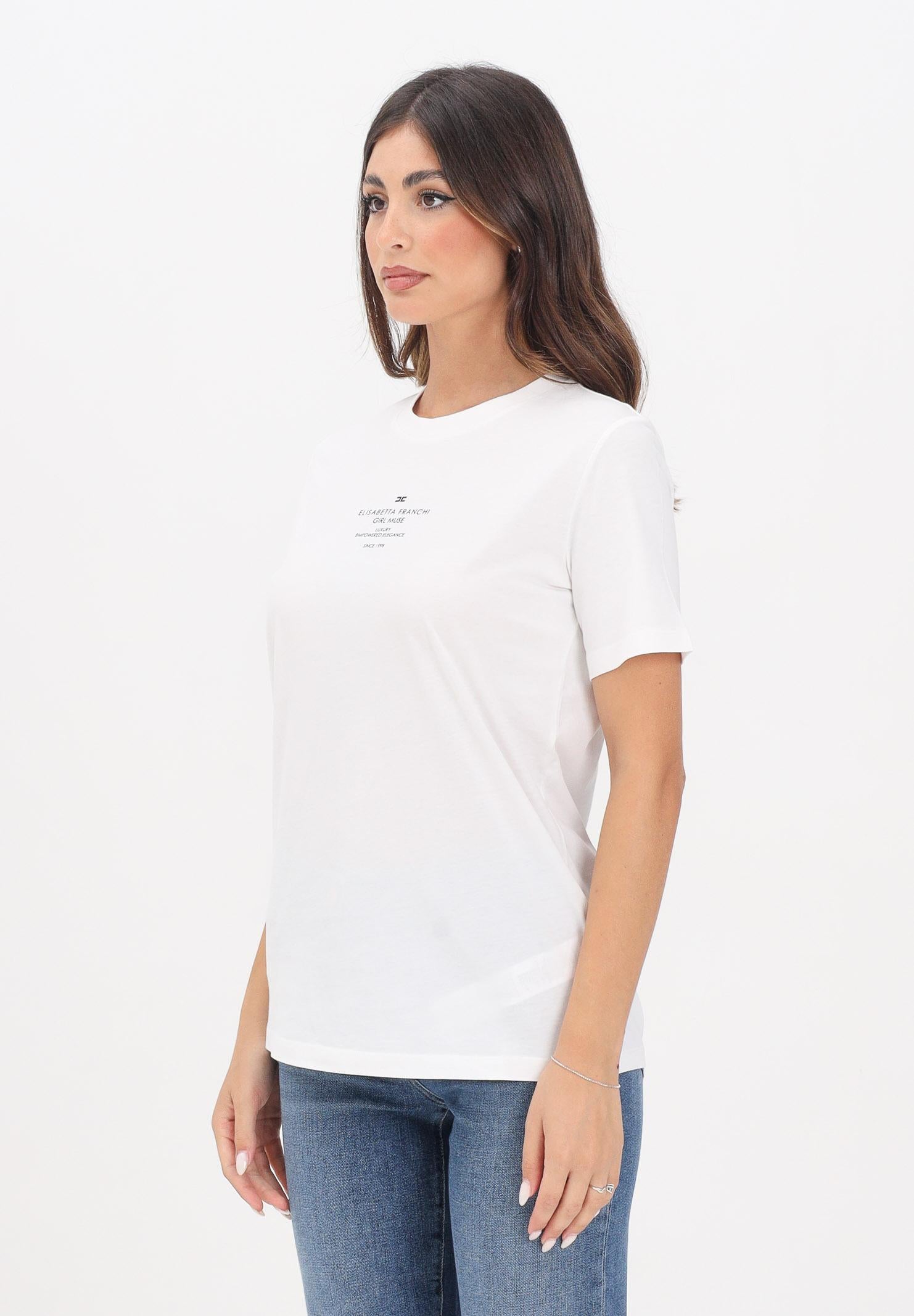 ELISABETTA FRANCHI T-shirt a manica corta bianca da donna con stampa MA63D56E2 270 ELISABETTA FRANCHI