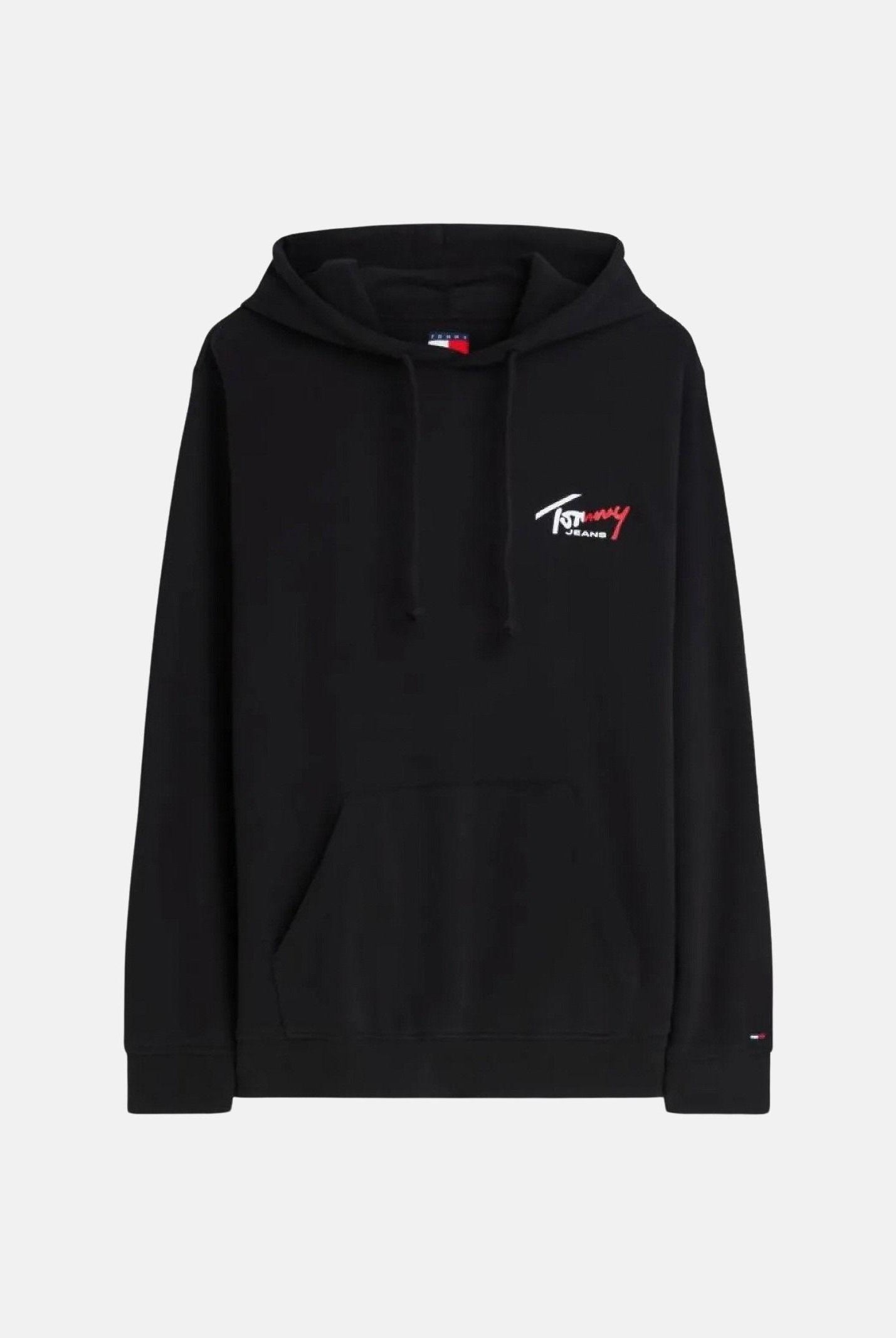 TOMMY JEANS Felpa con cappuccio Signature Logo Terry Drawstring Hoody black nero, colore basico nero DM0DM22680 BDS TOMMY JEANS