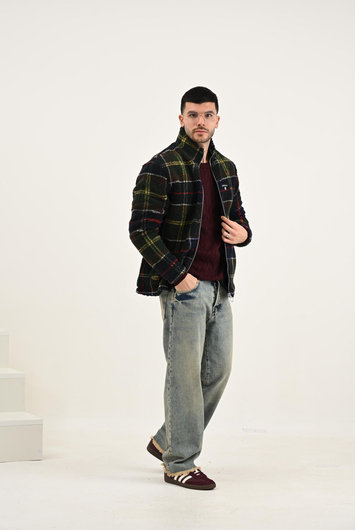 BARBOUR Felpa con zip pile sherpa tartan da uomo 252MMFL0187 TN11 BARBOUR