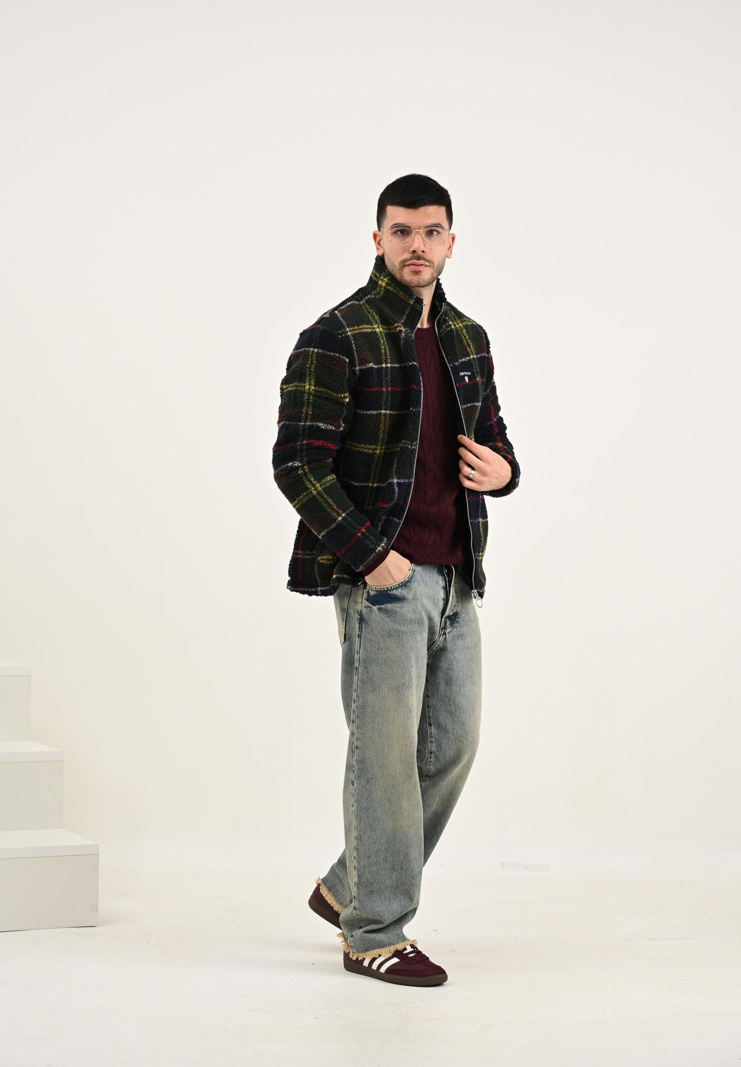 BARBOUR Felpa con zip pile sherpa tartan da uomo 252MMFL0187 TN11 BARBOUR