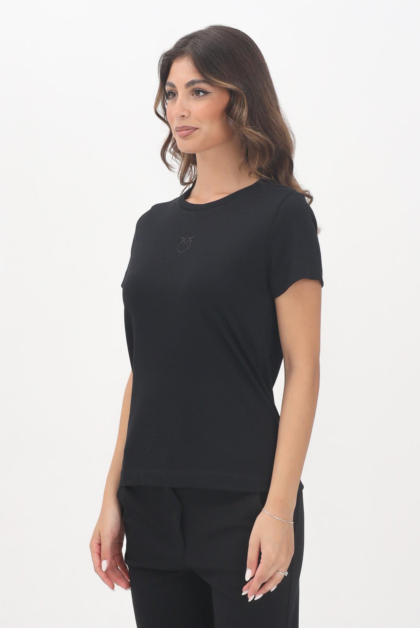 PINKO T-shirt a manica corta nera da donna con logo 100355A2RD Z99 PINKO