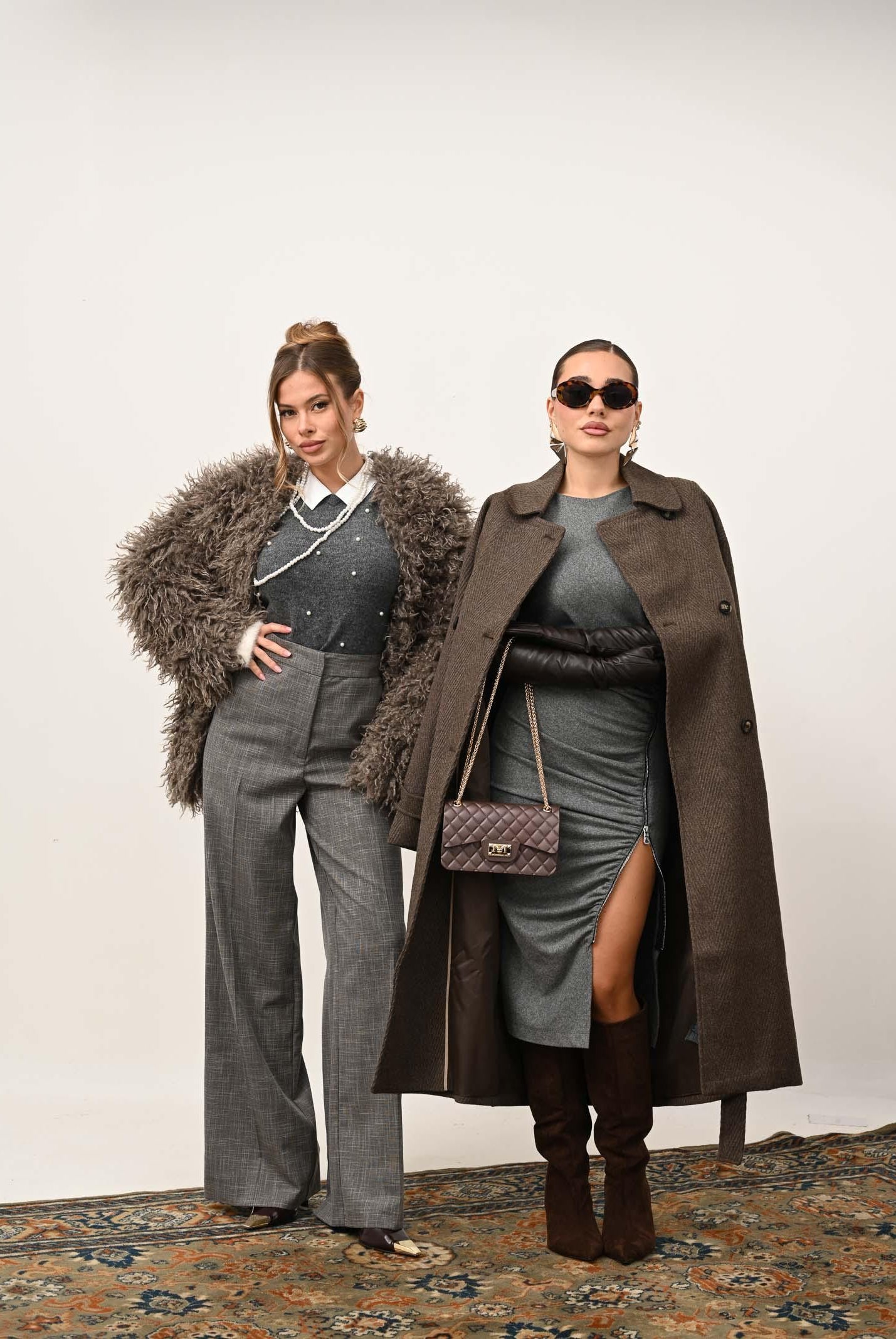 ONLY Cappotto lungo doppiopetto marrone da donna con motivo a spina di pesce 15353049 SealBrown ONLY