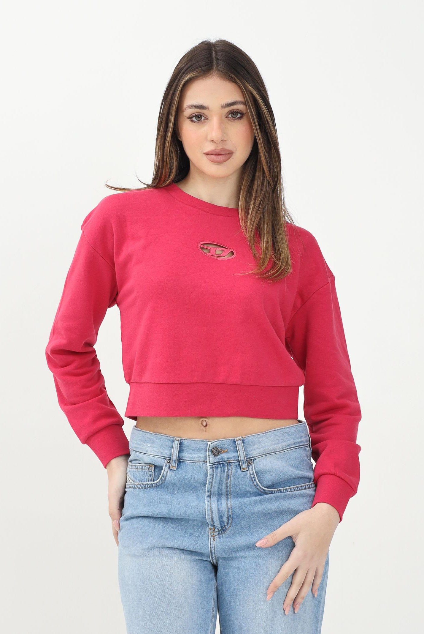 DIESEL Felpa girocollo Straslium rosso fragola per donna, ragazze e bambine J01826KYAX3 K362 DIESEL