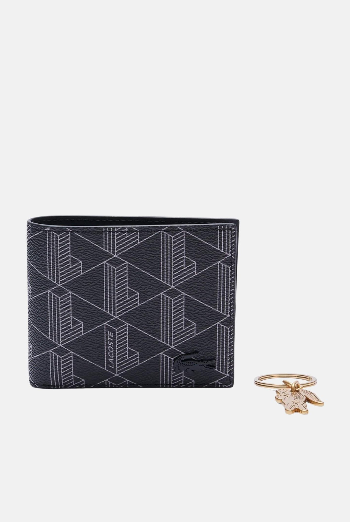 LACOSTE un portafoglio compatto monogram e un portachiavi in metallo uomo NH4801 H45 LACOSTE