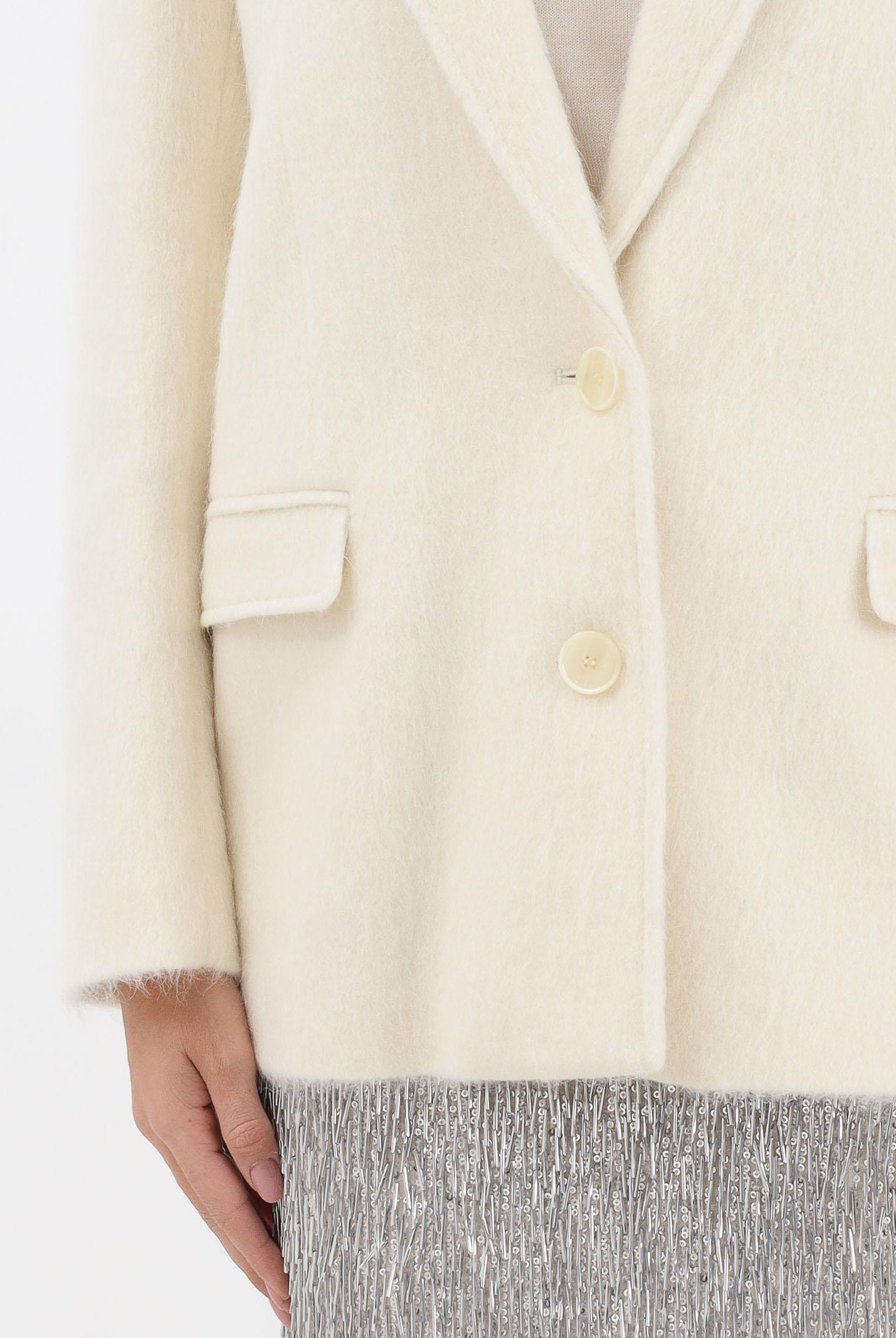 PATRIZIA PEPE Giacca in misto lana panna da donna 2S1533A654 W405 PATRIZIA PEPE