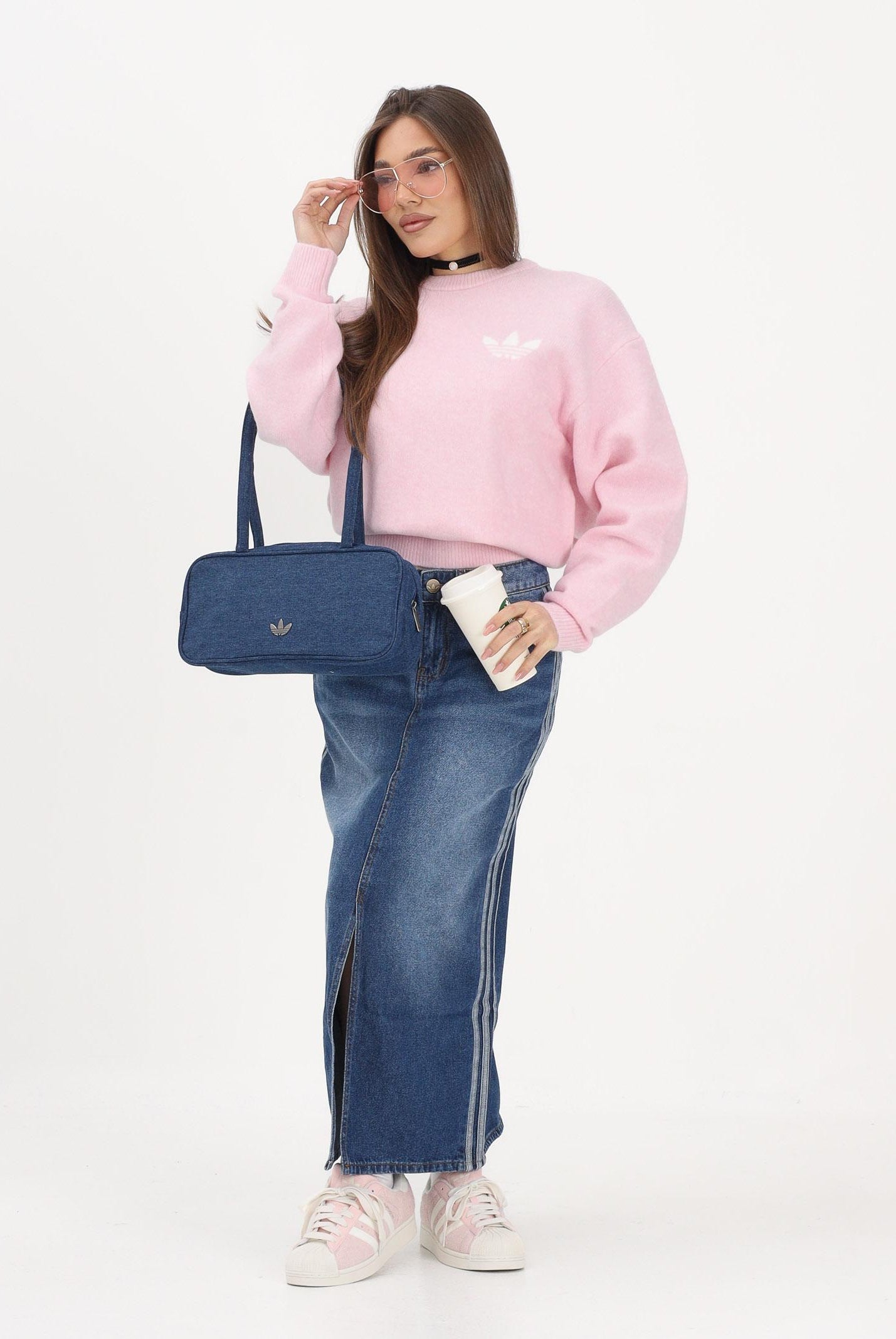 ADIDAS ORIGINALS Gonna midi 3 STRIPES in denim medio da donna KD2908 . ADIDAS ORIGINALS