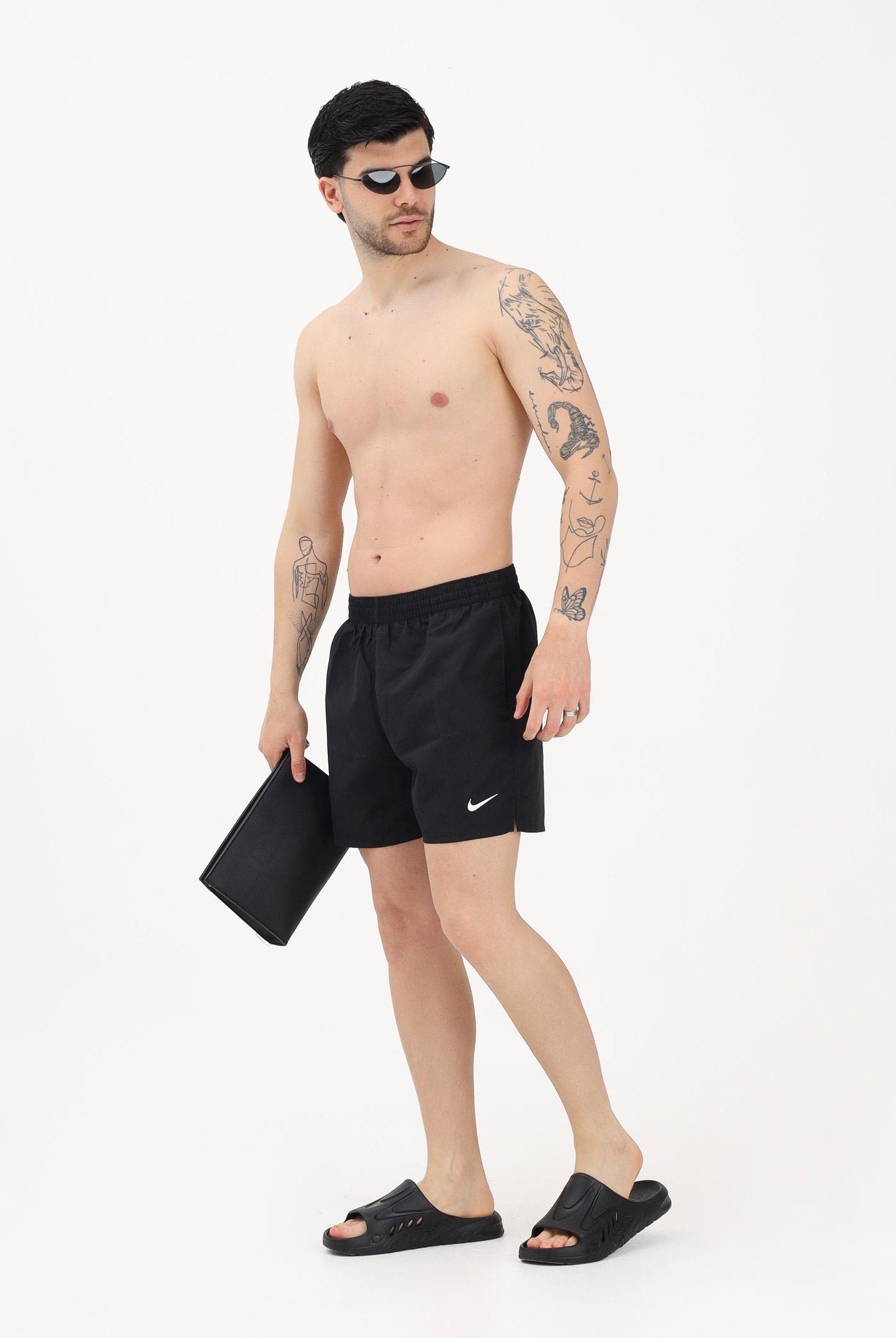 NIKE Shorts mare nero da uomo con logo NESSF560 001 NIKE